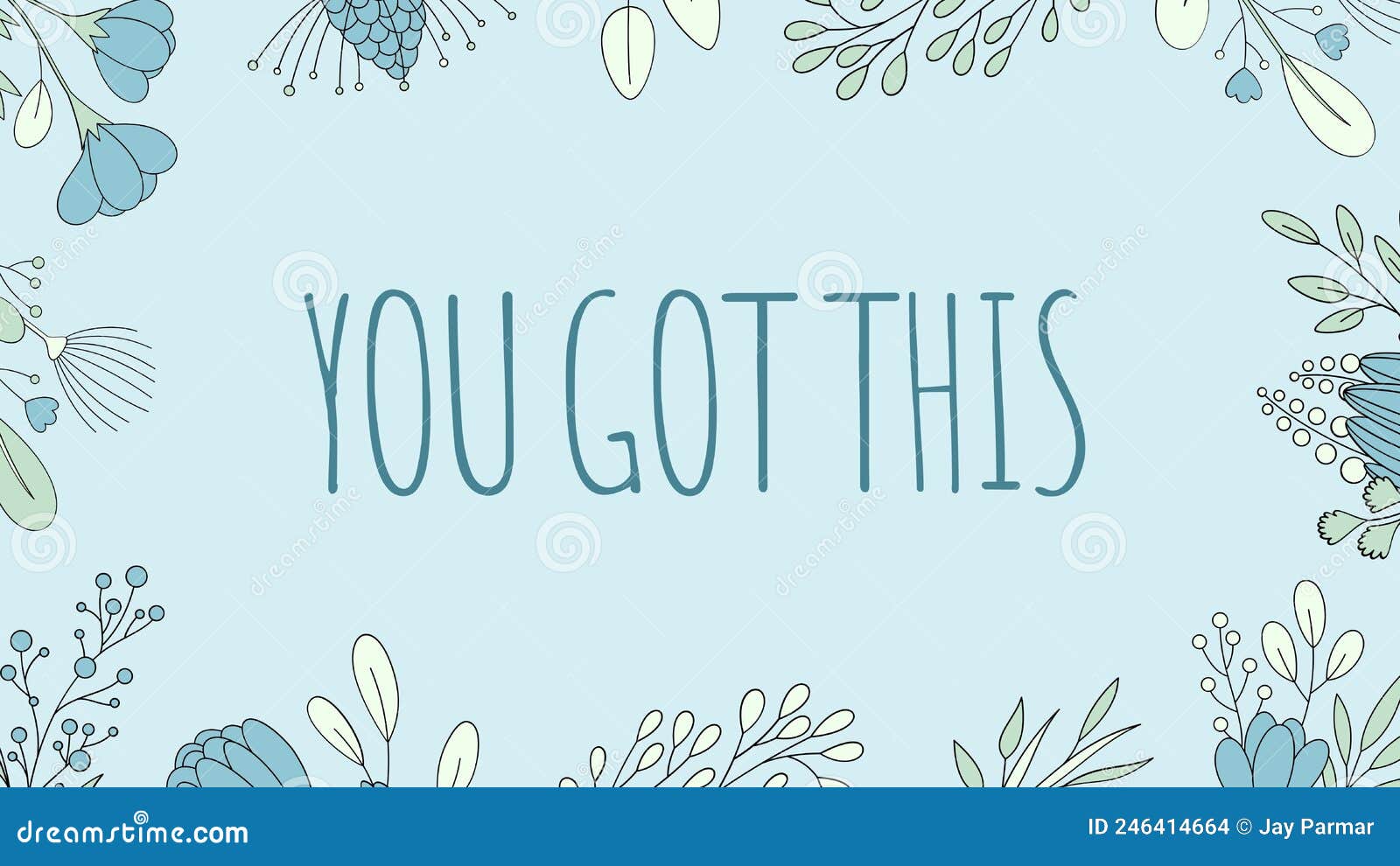 Blue and Green Floral Desktop Wallpaper Stock Illustration