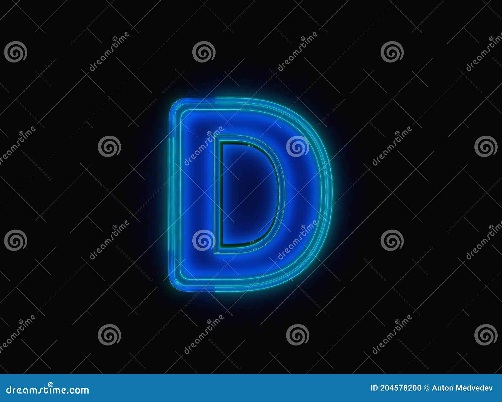 Blue - Green Neon Light Glow Reflective Clear Alphabet - Letter D ...