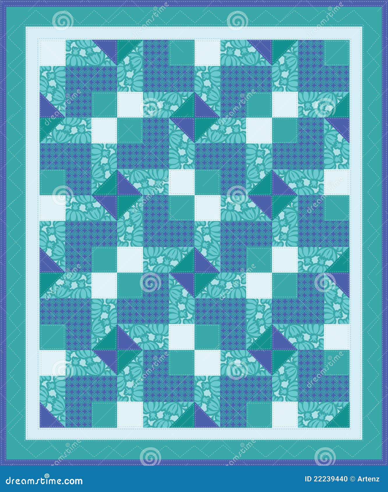 Blue Green Quilt Stock Photo Image 22239440