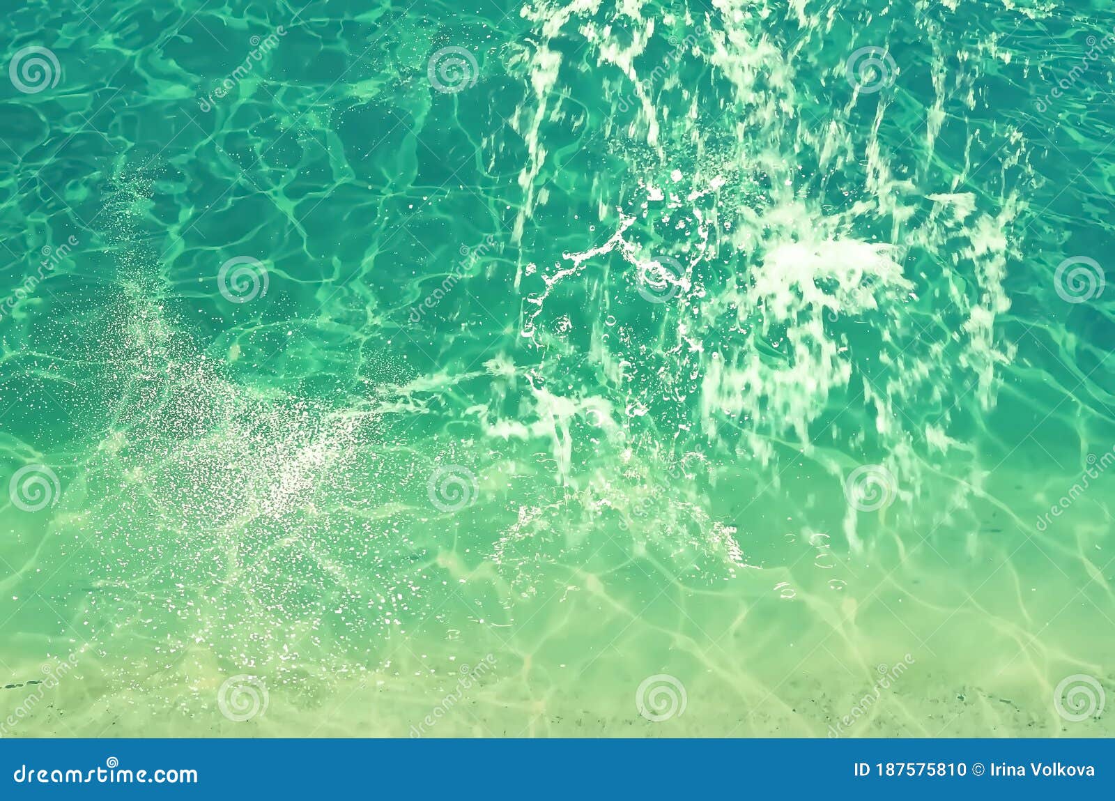 Blue Green Sea Water With Wave Splash Texture Marine Blue Template