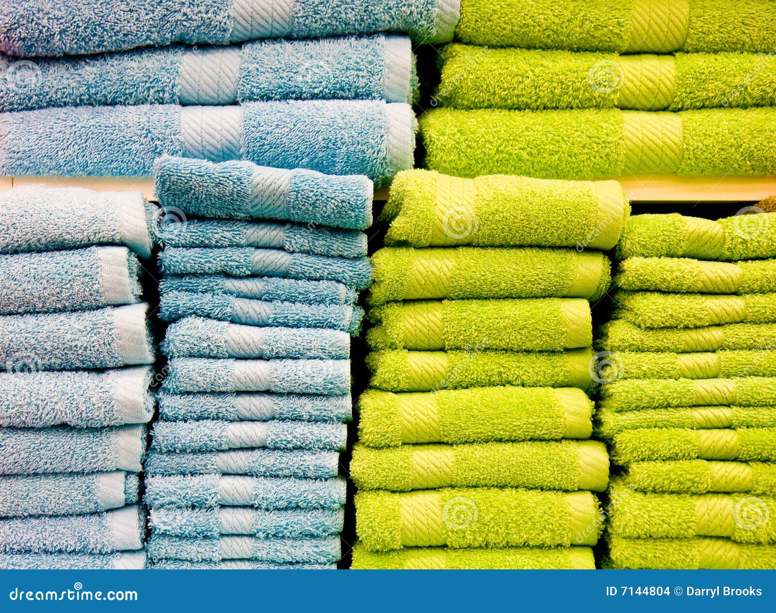 Blue and Green Towels stock photo. Image of bathe, green 7144804