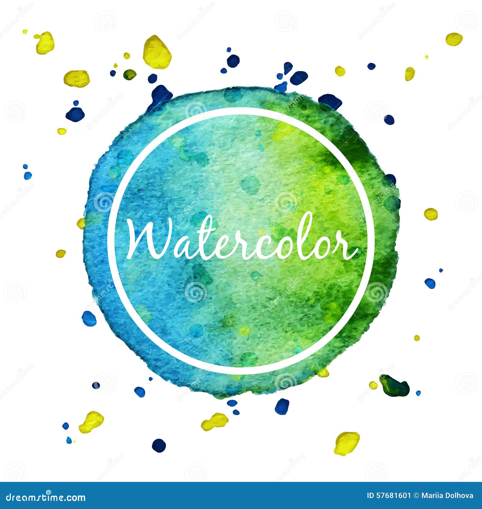 Blue and Green Watercolor Splash Circle Background Stock Vector