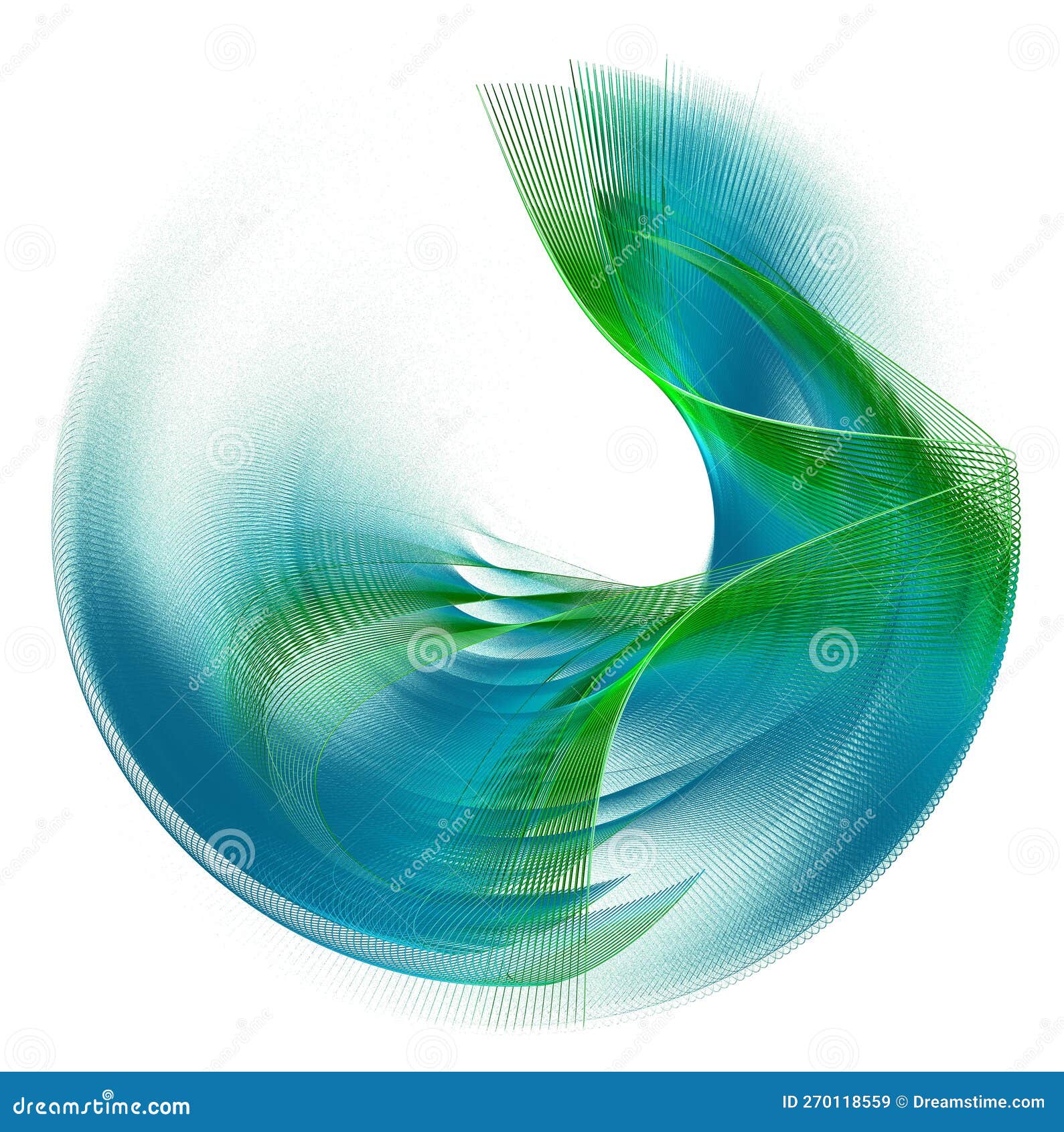 Bluegreen Wavy Striped Flat Elements are Arranged in Layers, Nested in