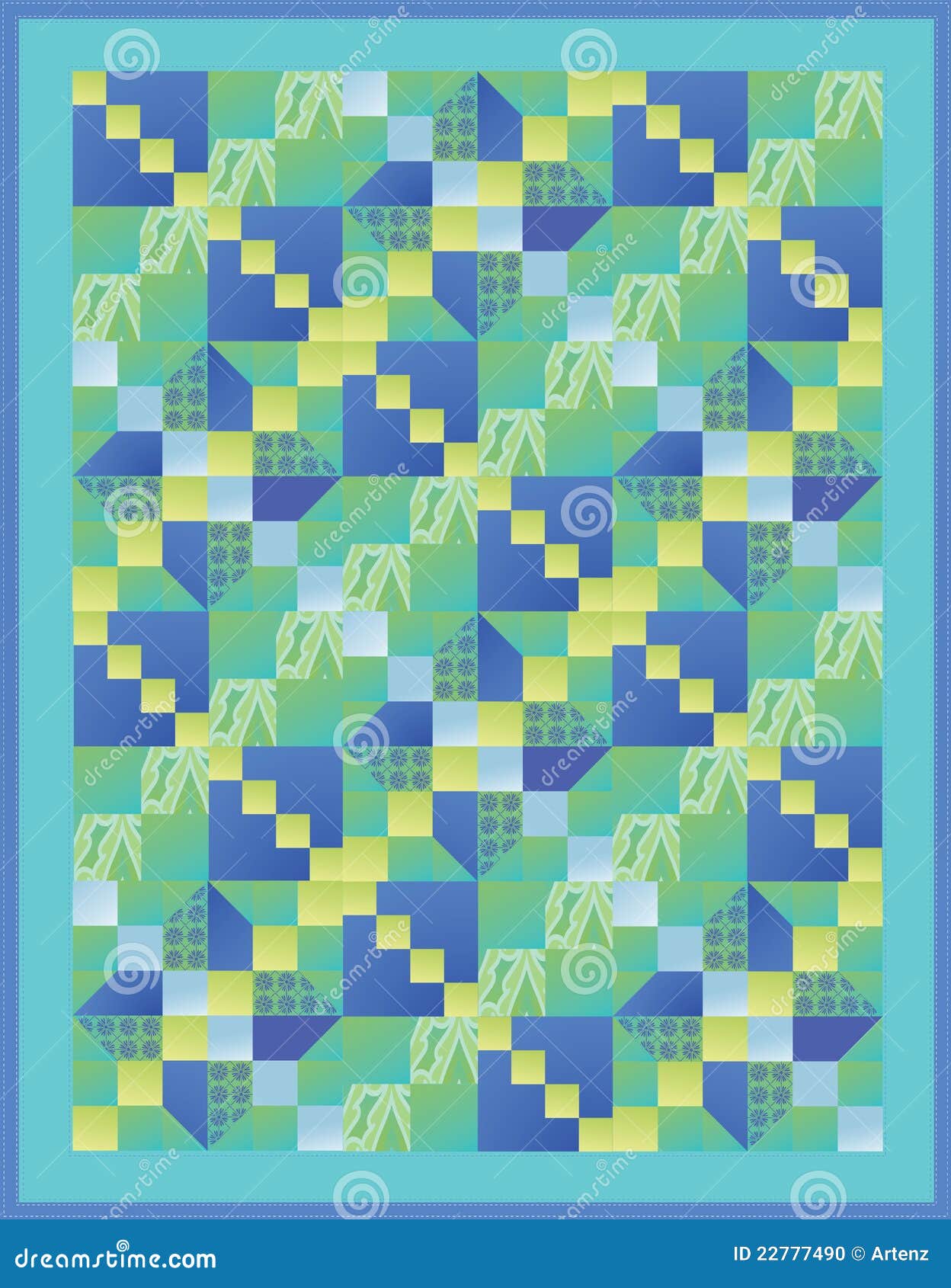 Blue, Green and Yellow Quilt Stock Illustration Illustration of scrapbook, patchwork 22777490