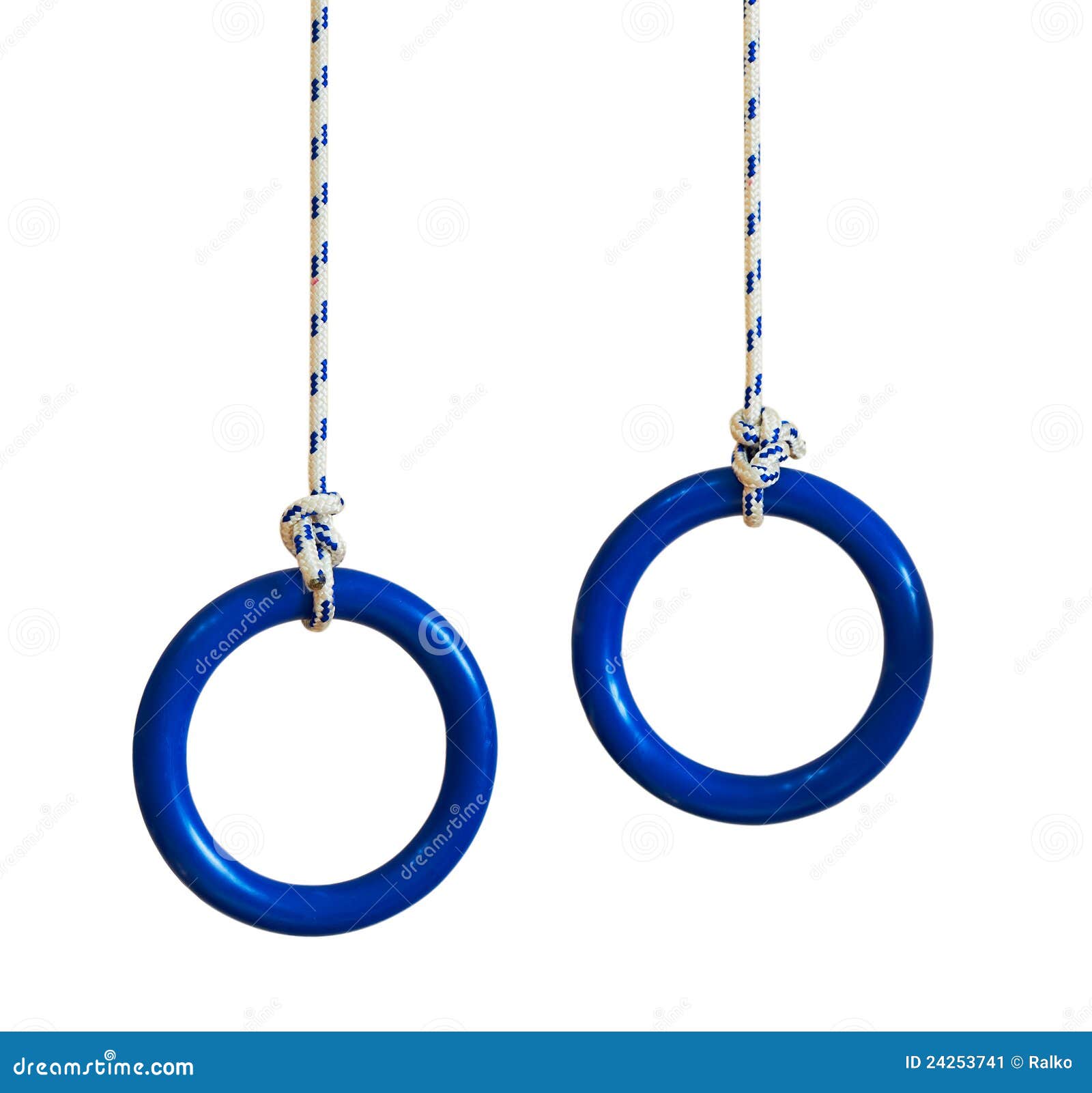 Blue Gymnastic Rings on a Rope Stock Image Image of equipment