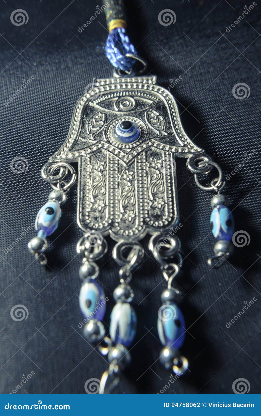 Blue Hamsa Hand on a Black Background Stock Photo - Image of tourism ...