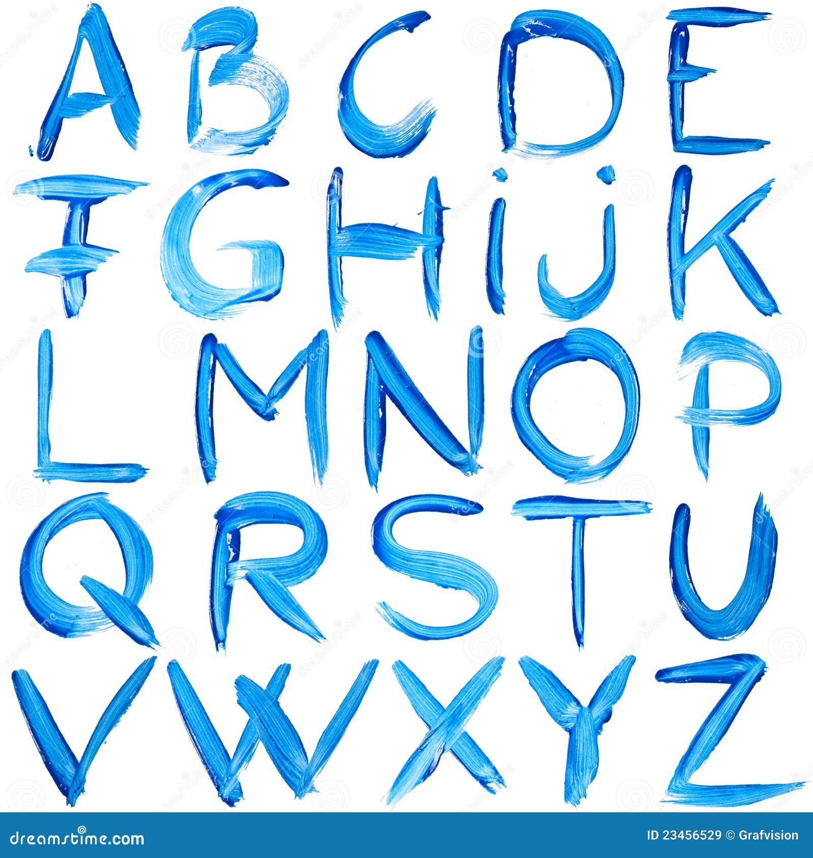 Blue handwritten alphabet stock illustration. Illustration of