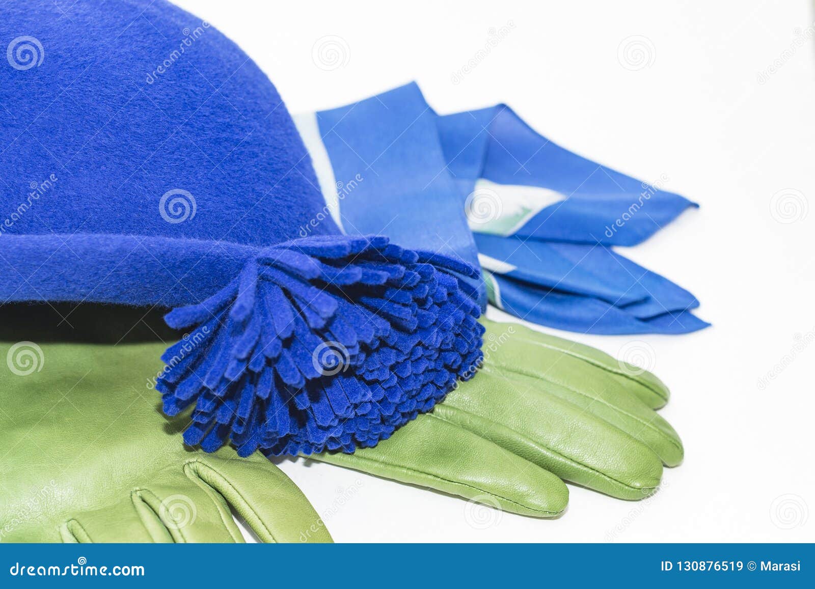 blue hat and gloves