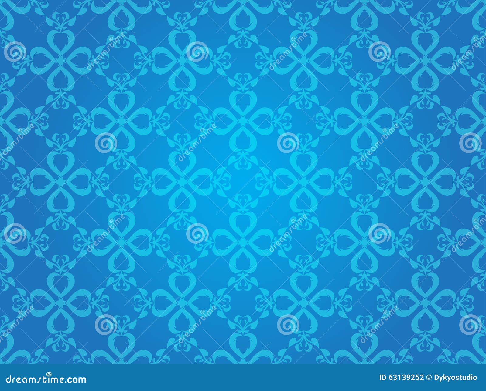 Blue Heart Vintage Art Vector Seamless Pattern Background Stock Vector