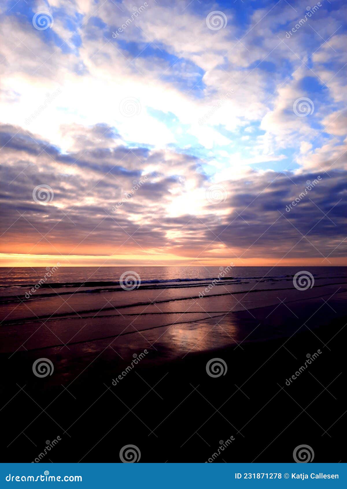 Sundown At The Beach Of The Riverside Of The River Rhein In Cologne