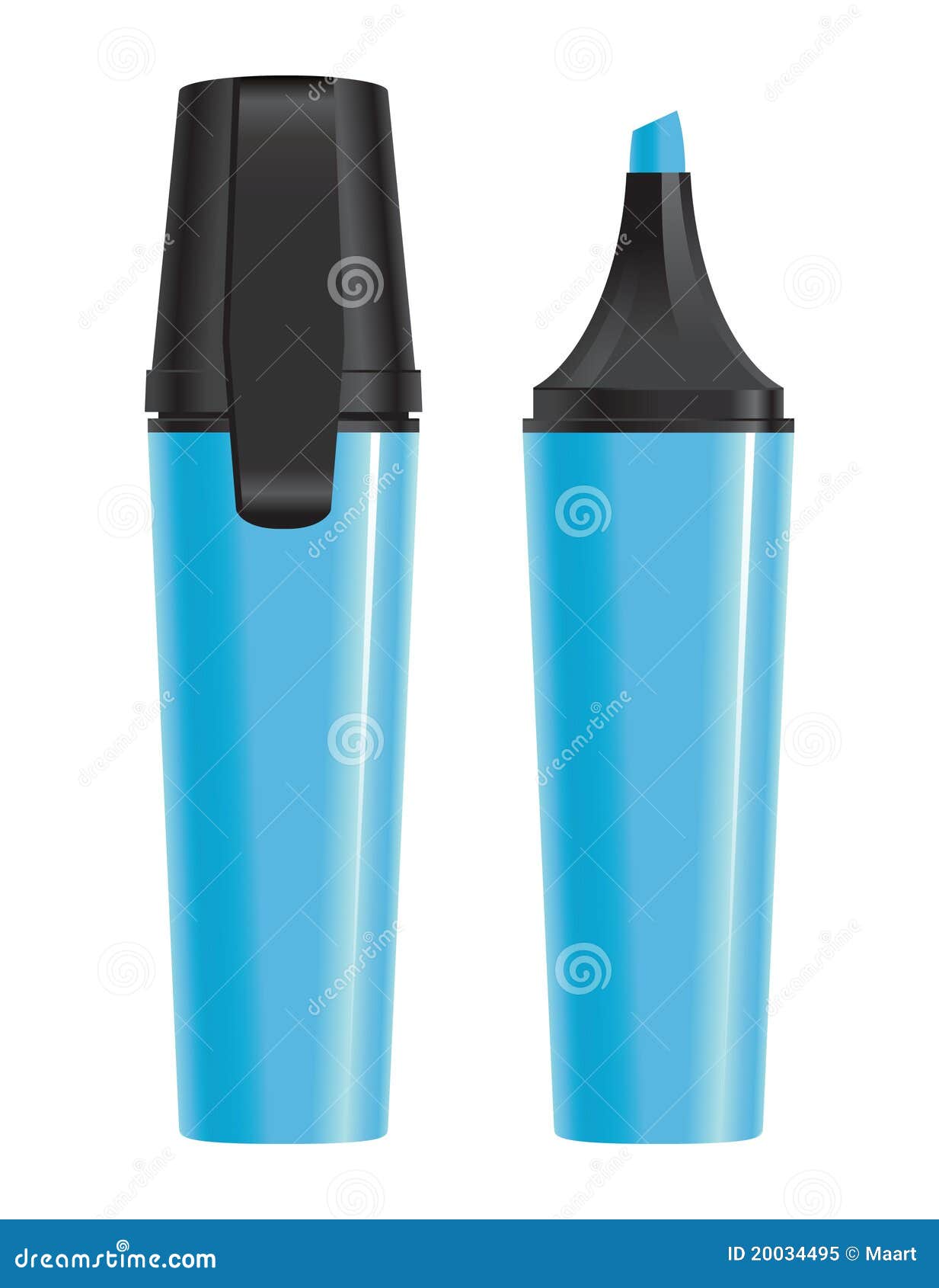 Blue highlighter stock vector. Illustration of marker 20034495