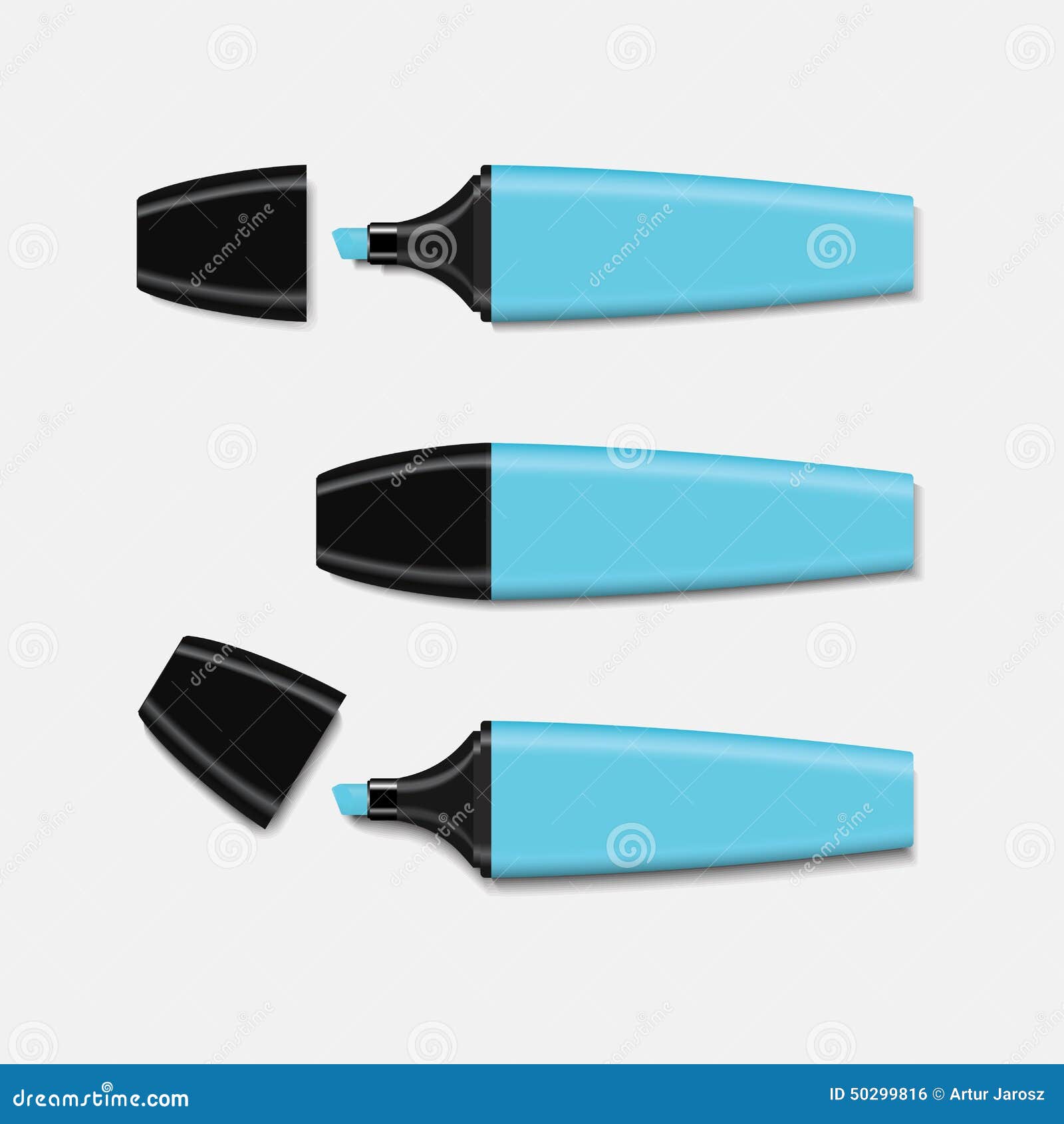 Blue Highlighter Set Vector. Stock Vector Illustration of colored