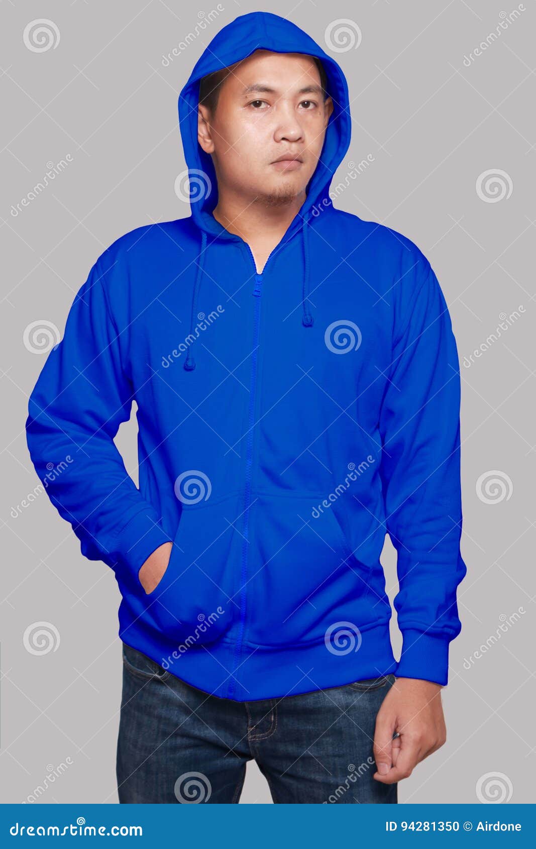 Download Blue Hoodie Mock up stock photo. Image of jacket, grey ...
