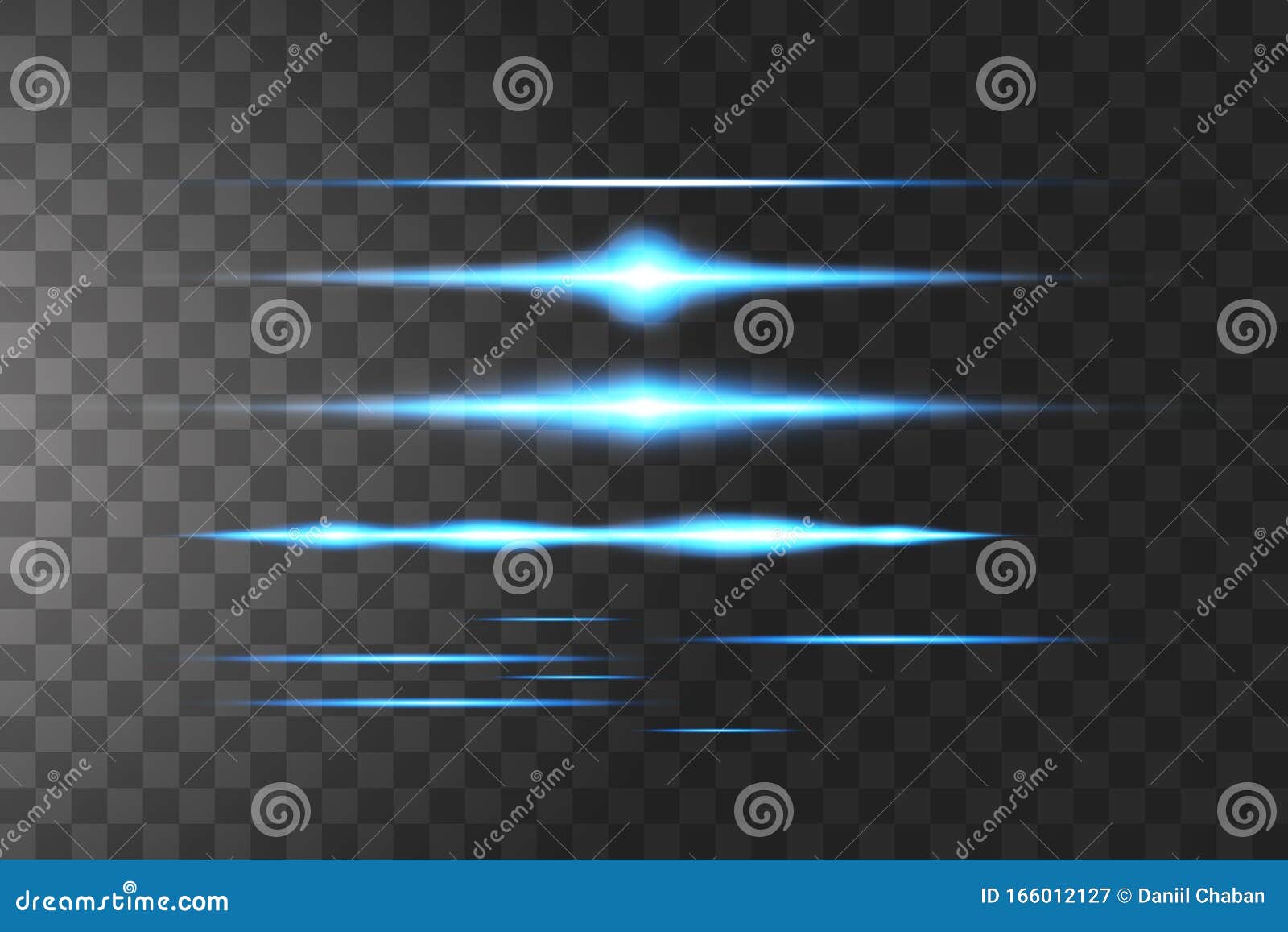 blue horizontal lens flares pack. laser beams, horizontal light rays.beautiful light flares. glowing streaks on dark