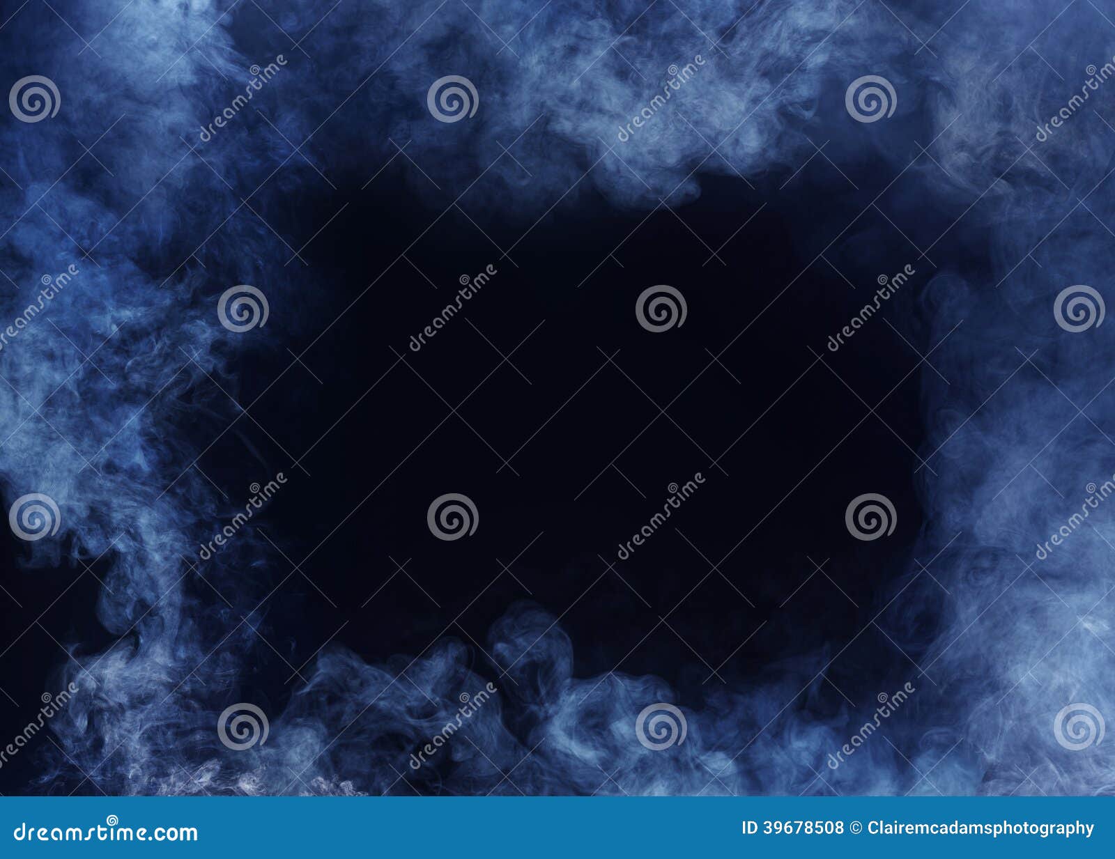 blue horizontal smoke frame on black background