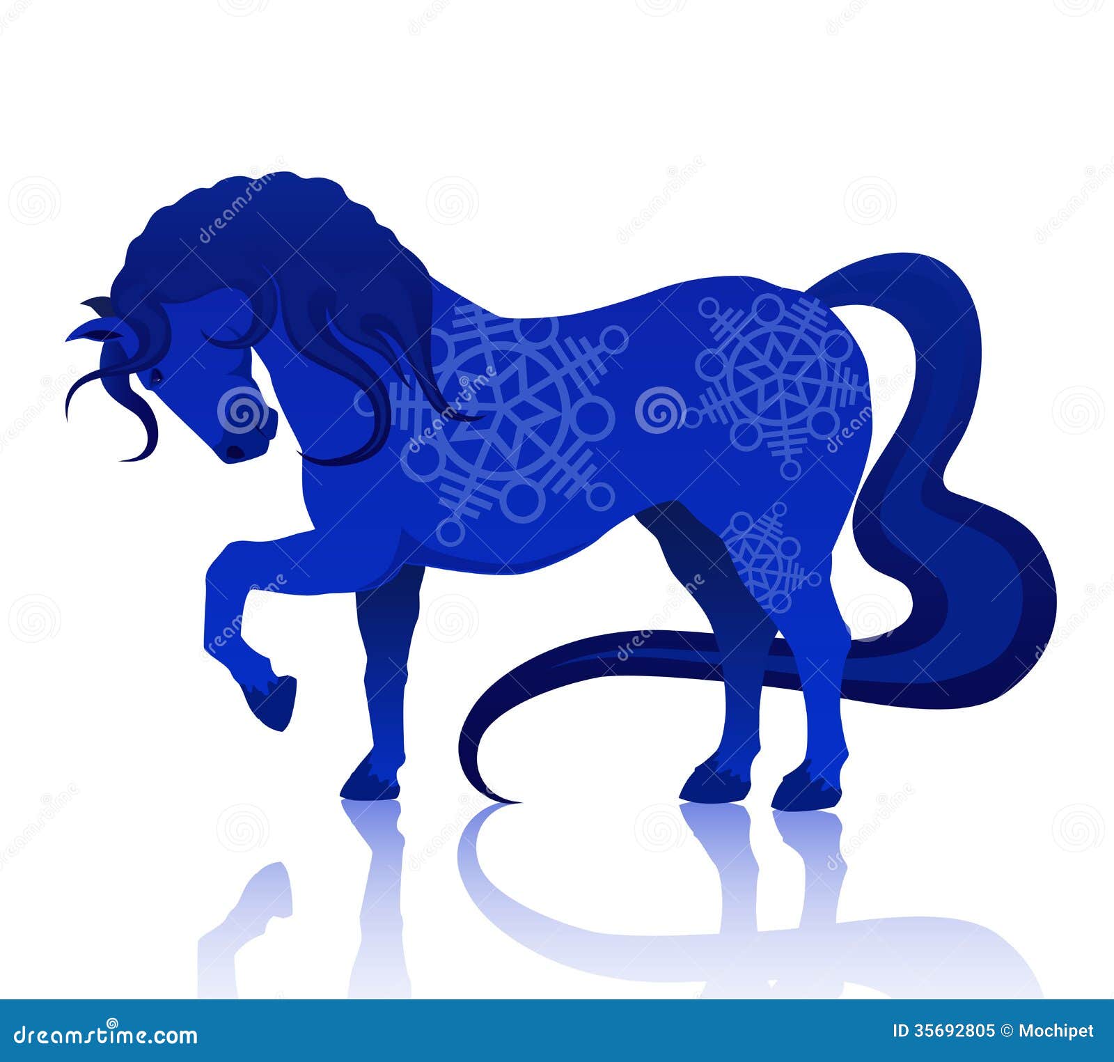 Blue horse stock vector. Illustration of card, christmas - 35692805