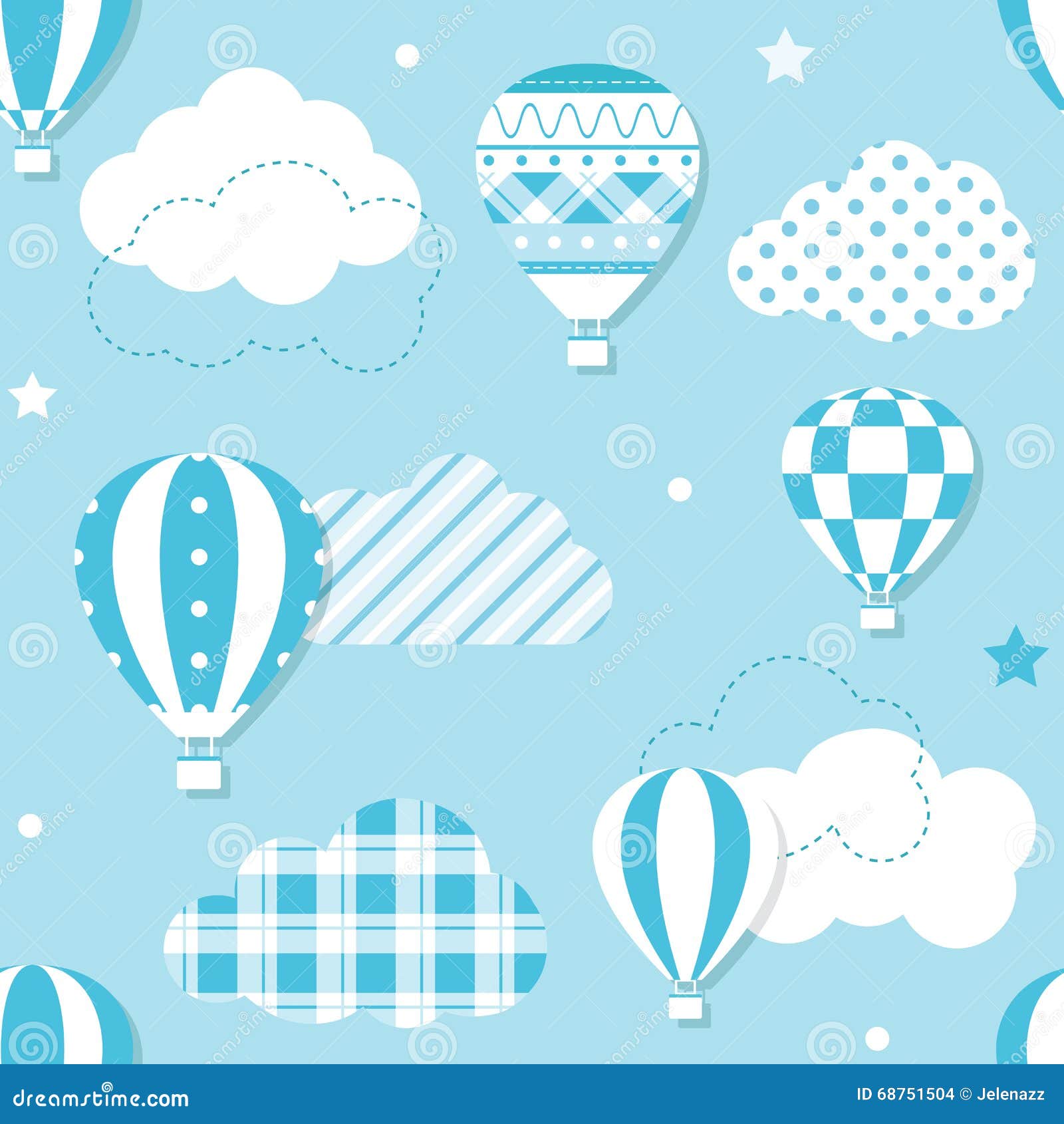 Blue Hot Air Balloons Pattern Stock Vector Illustration of background