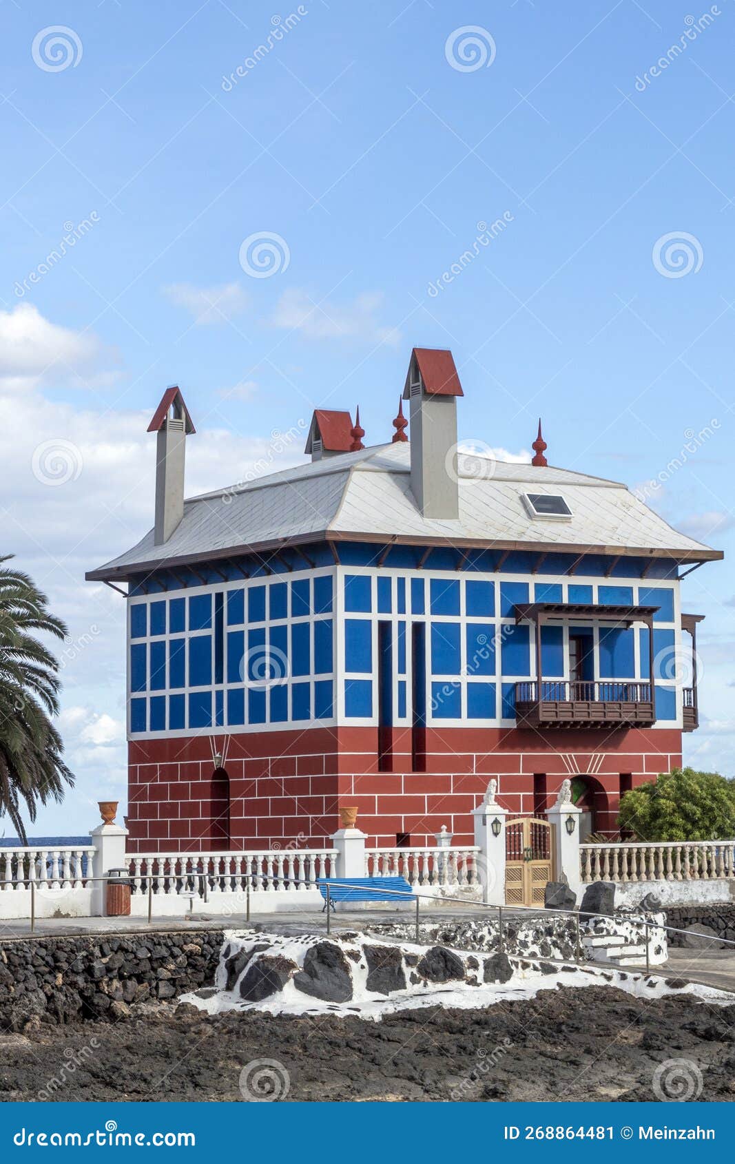the blue house in arrieta in lanzarote, canary islands