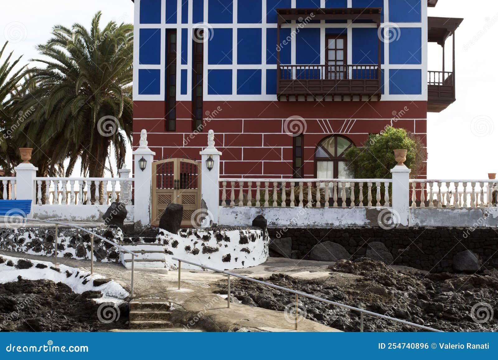 the blue house in arrieta in lanzarote, canary islands, spain