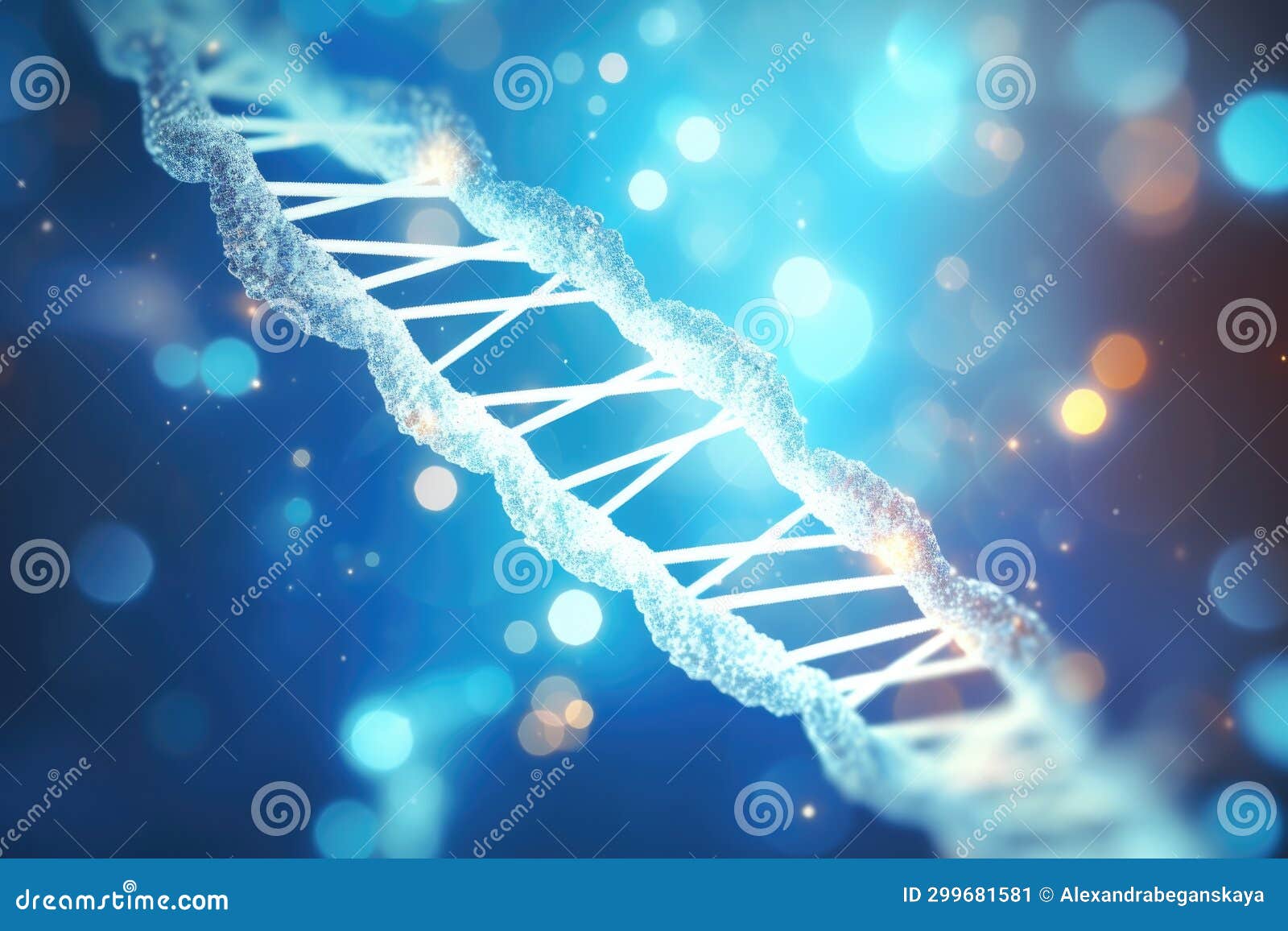 Blue Human DNA Strand Surrounded by DNA Structure Stock Illustration