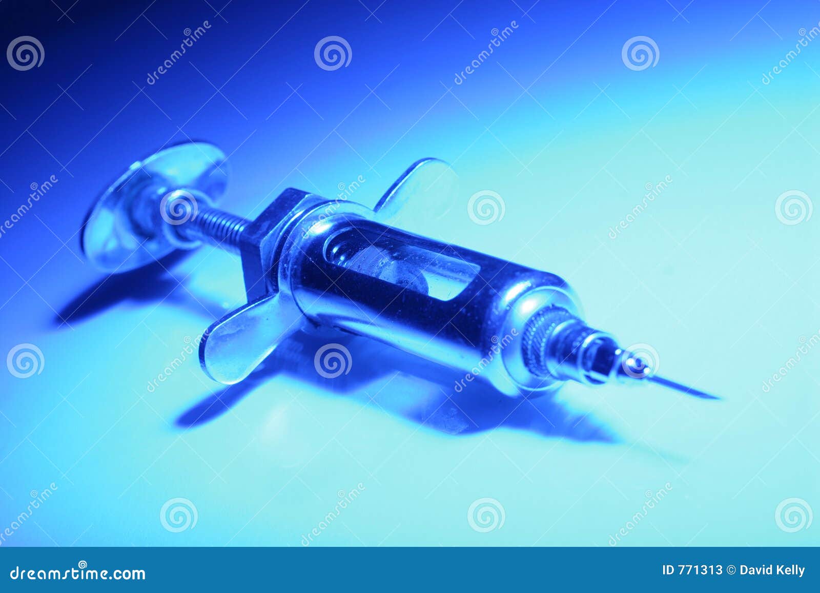 blue hypodermic needle