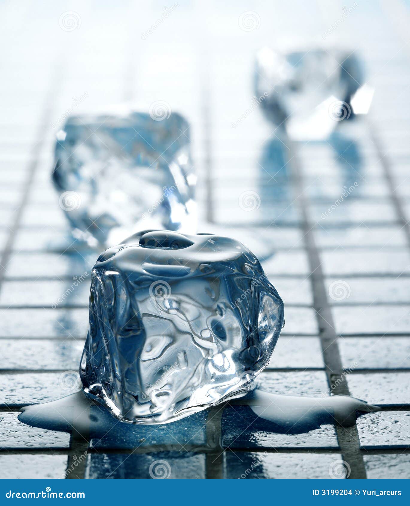 Blue Ice cubes melting stock photo. Image of drop, light - 3199204