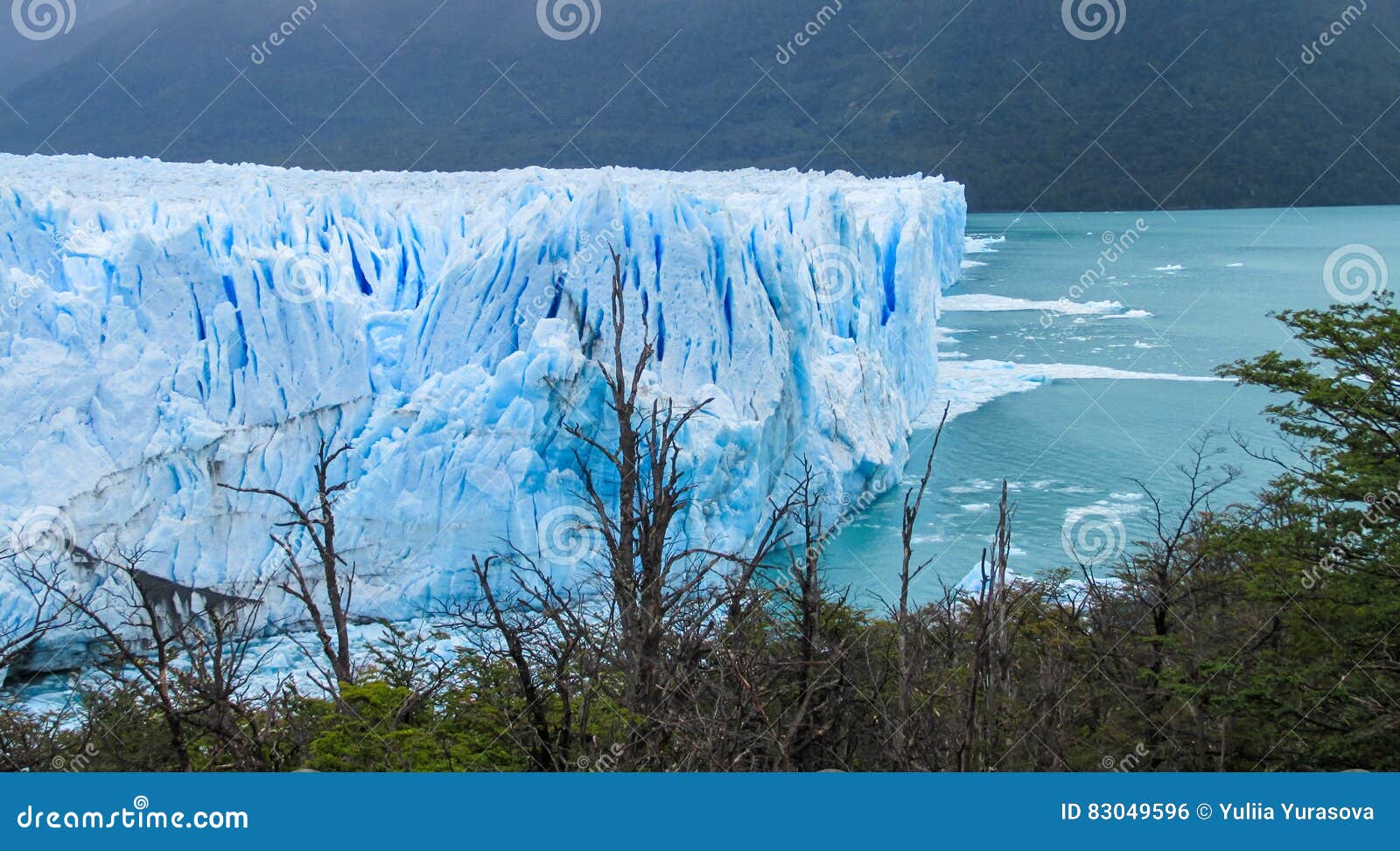 blue ice glaciar in patagonia