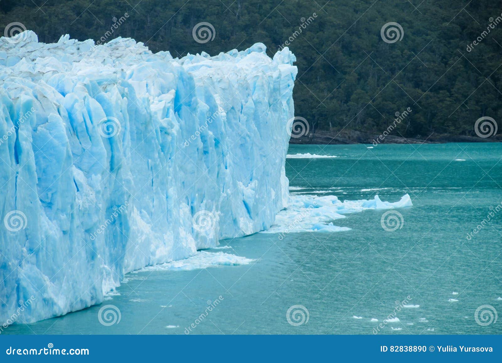 blue ice glaciar perito moreno in patagonia