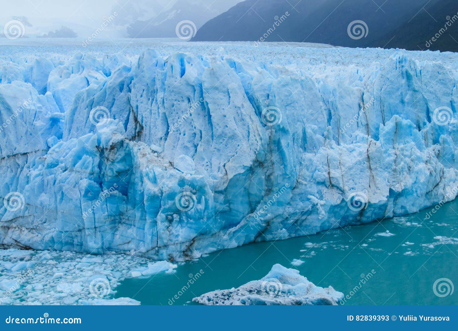 blue ice glaciar perito moreno in patagonia