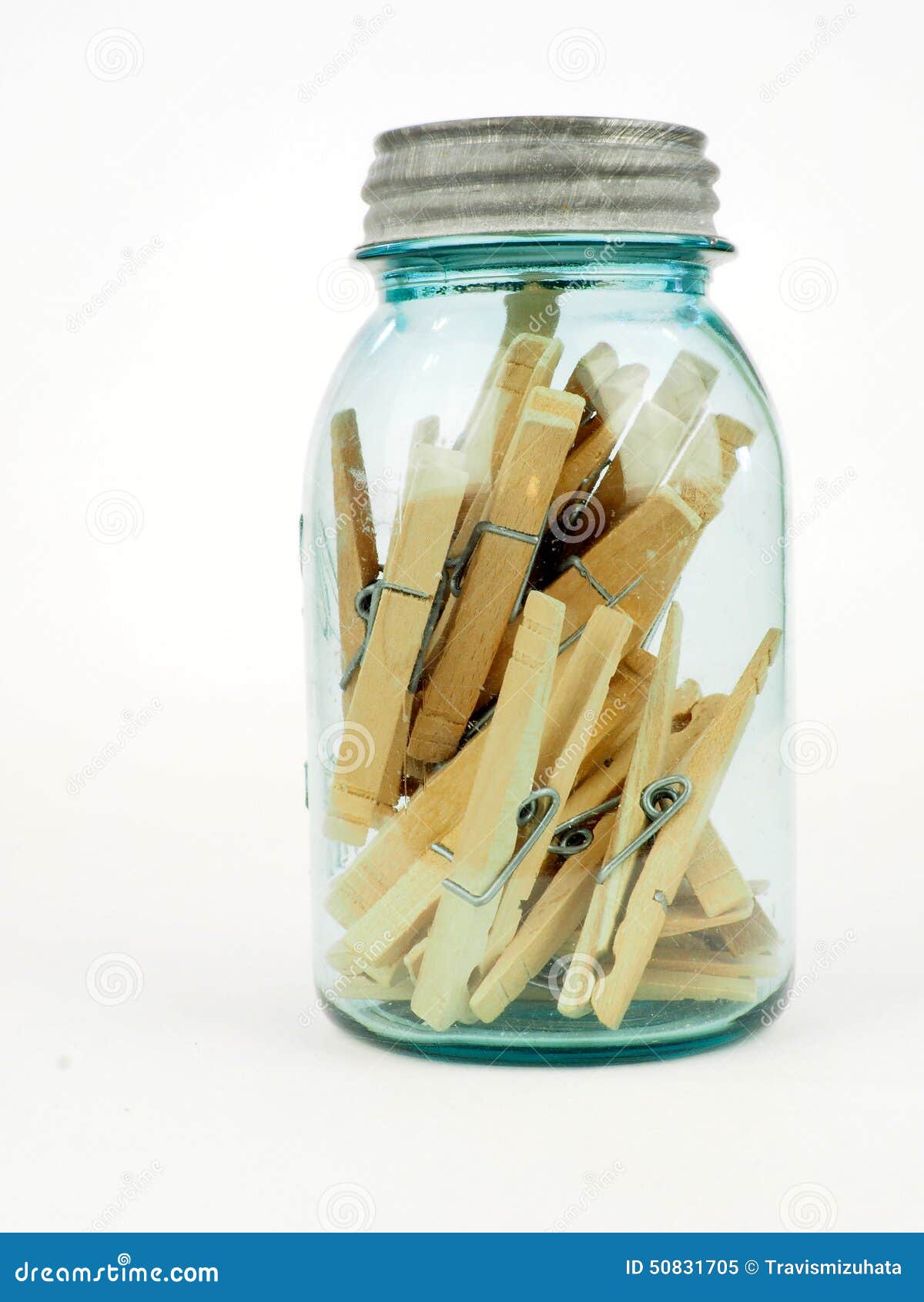 Blue jar with clothes pins stock image. Image of clothes 50831705