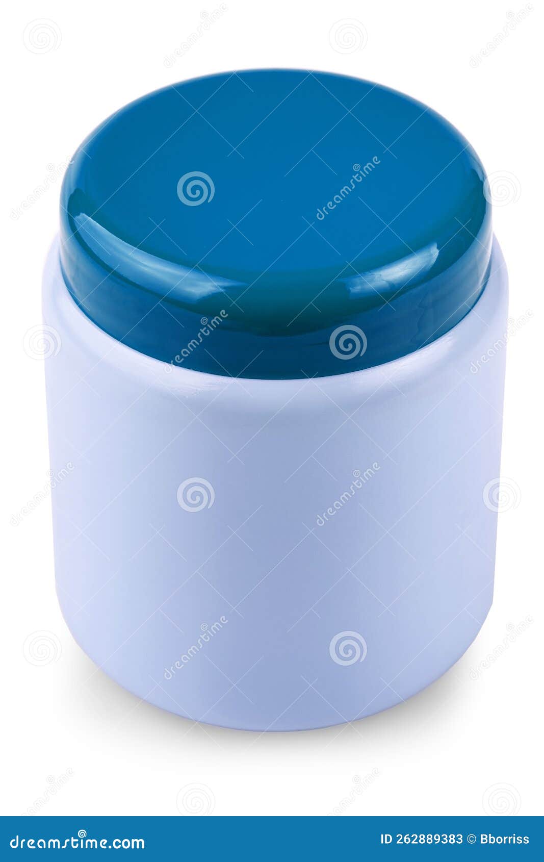 Blue Jar with Cosmetics Isolated on White Background Stock Image