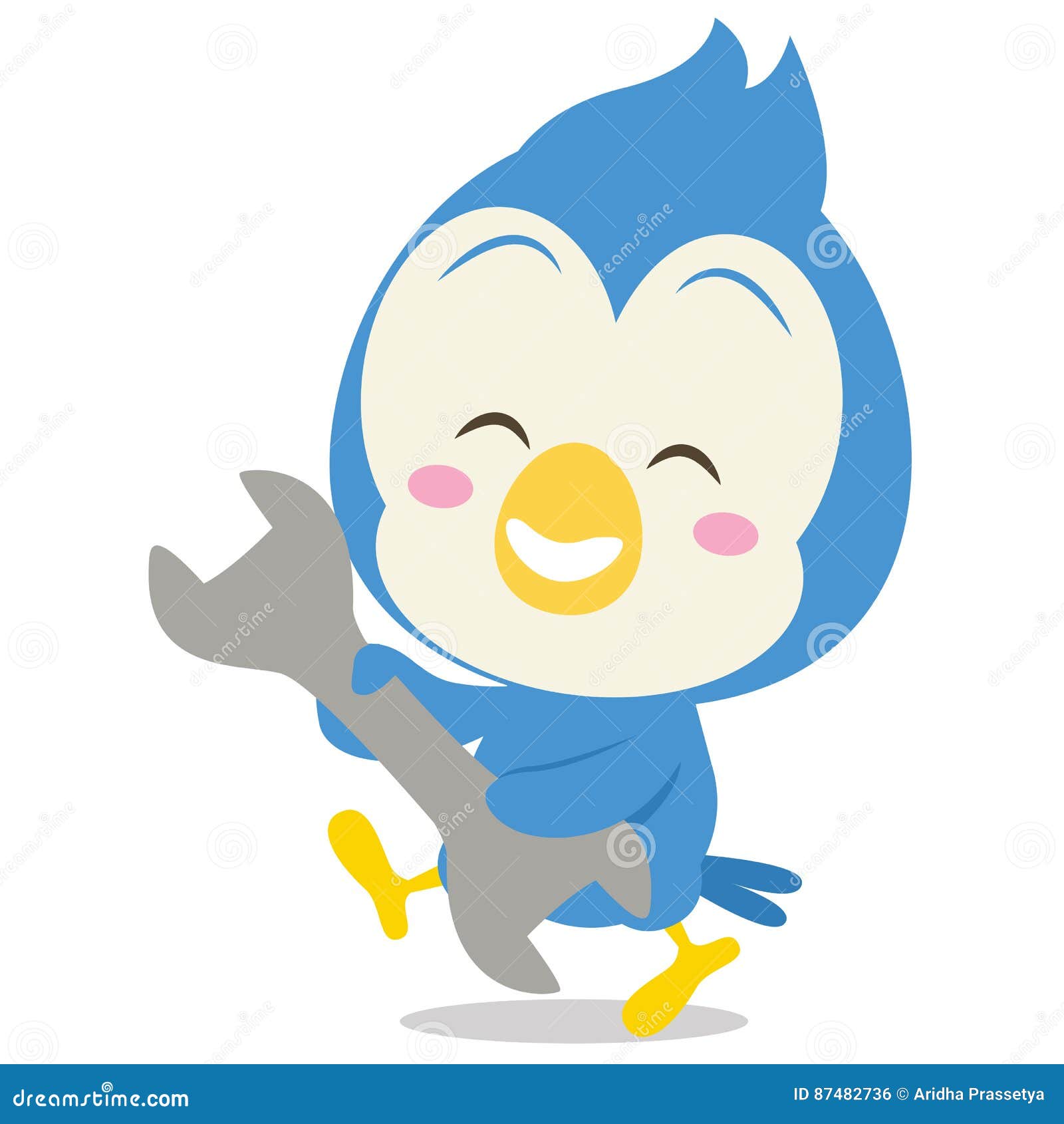 Blue Jay with Tool Character Stock Vector Illustration of flying