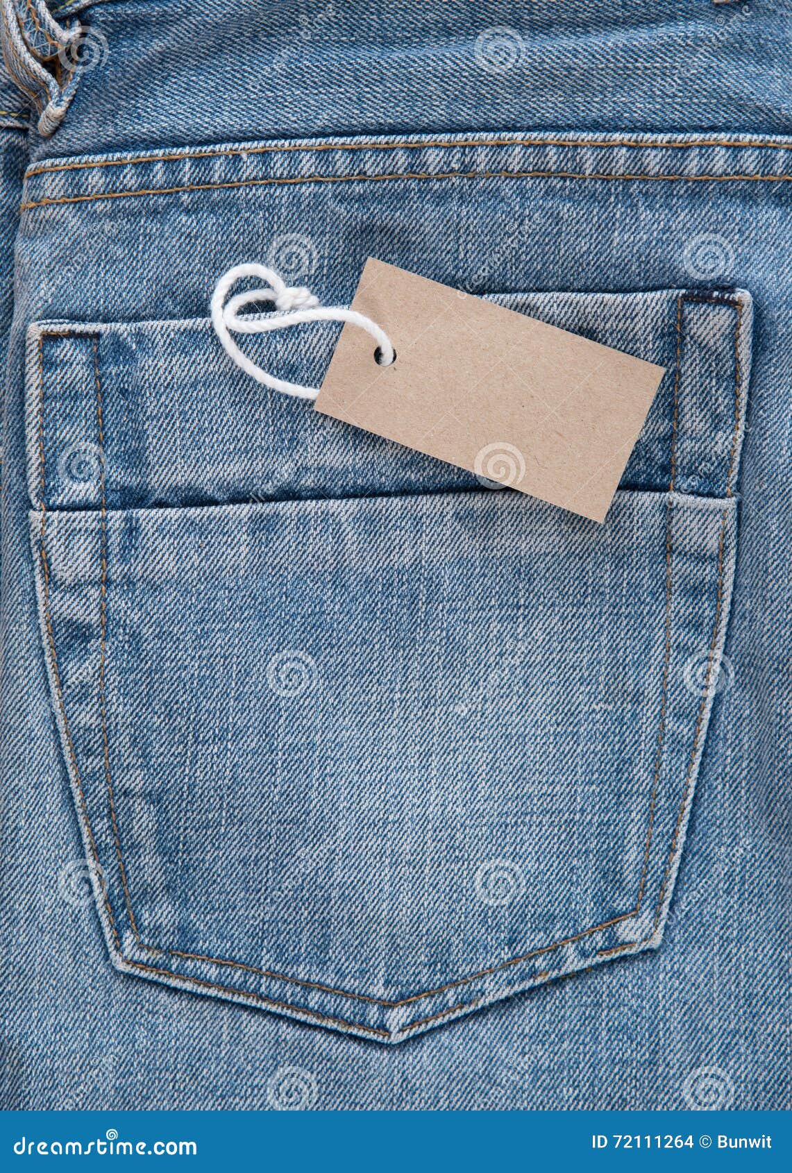 Blue jean with price tag stock photo. Image of style - 72111264