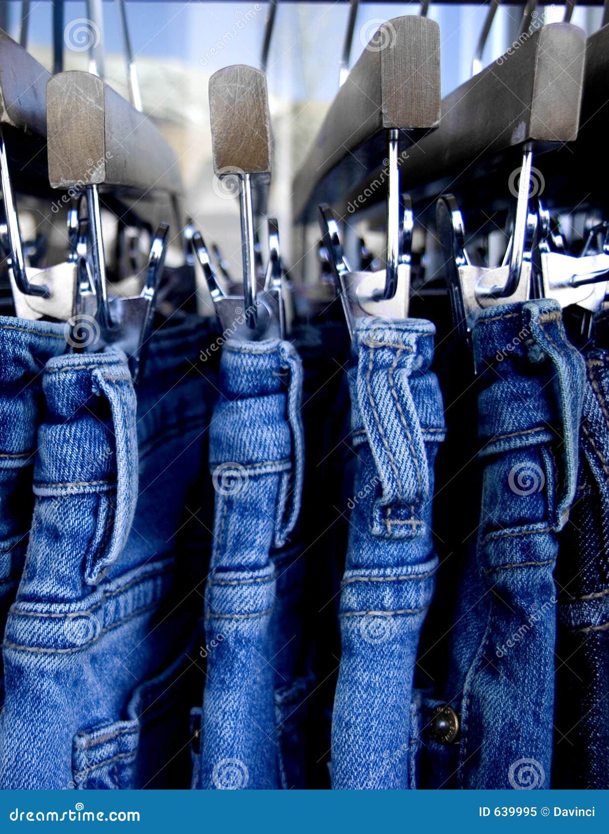 Blue jeans stock image. Image of folding, rack, trousers 639995