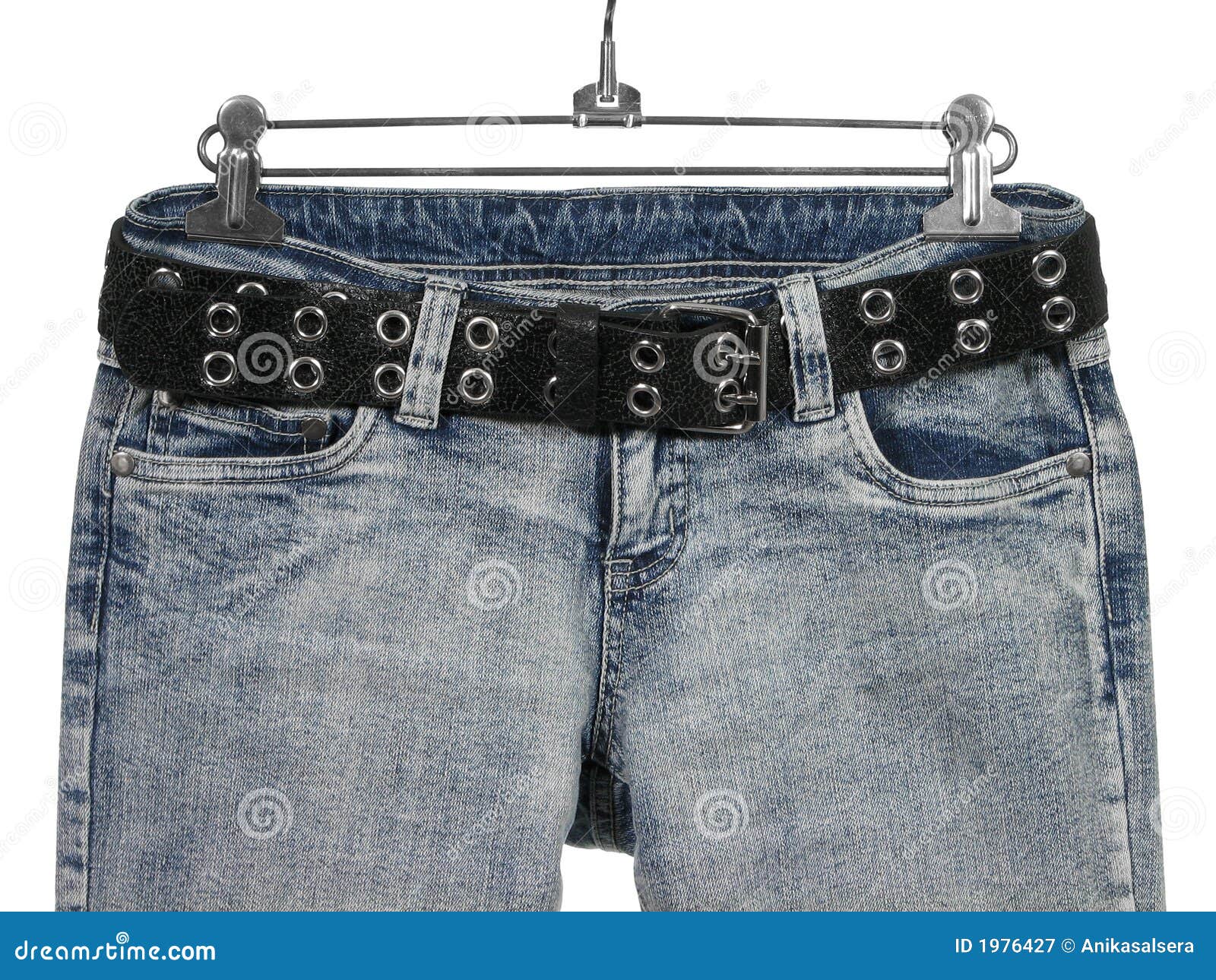 Blue Jeans with Black Leather Belt Stock Image Image of wear, hanging