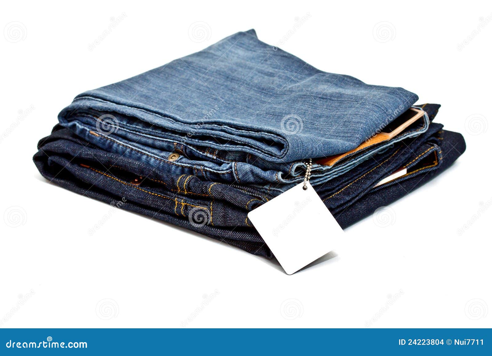 Blue jeans with blank tag stock photo. Image of denim - 24223804