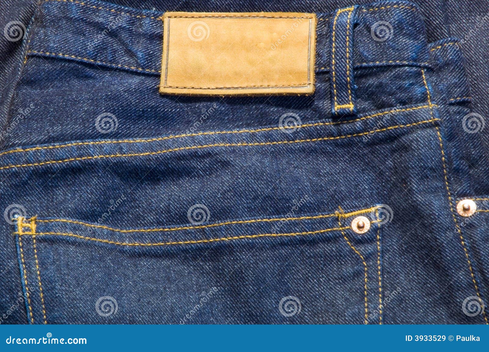 Blue jeans with blank tag stock image. Image of fabric - 3933529