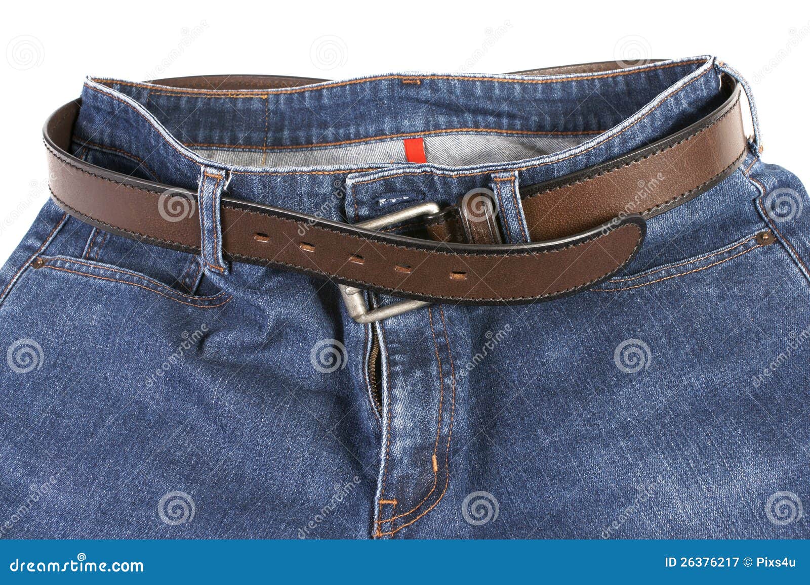 Blue Jeans With Brown Leather Belt Stock Image Image of fashion