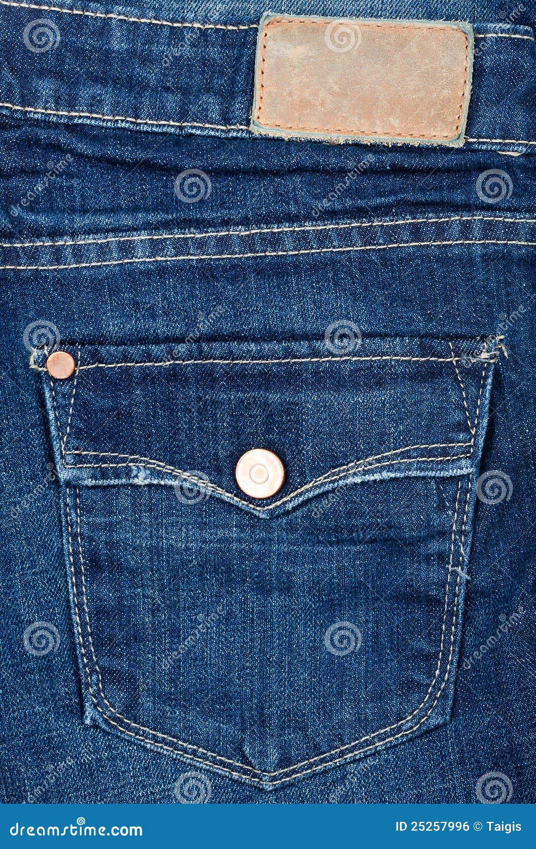Blue Jeans Fabric with Pocket and Label Stock Photo - Image of pocket ...