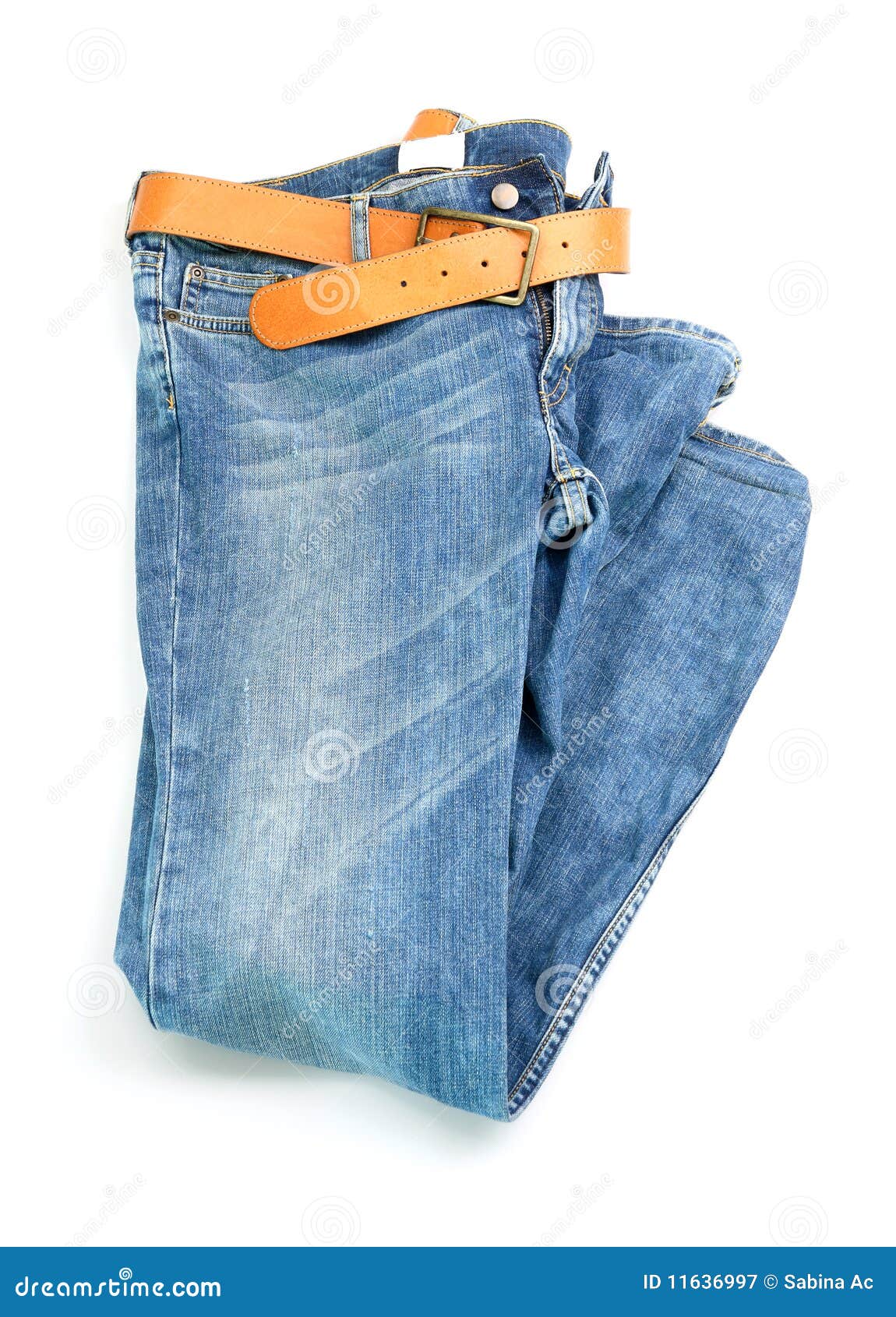 Blue Jeans with Leather Belt Stock Image Image of textile, object