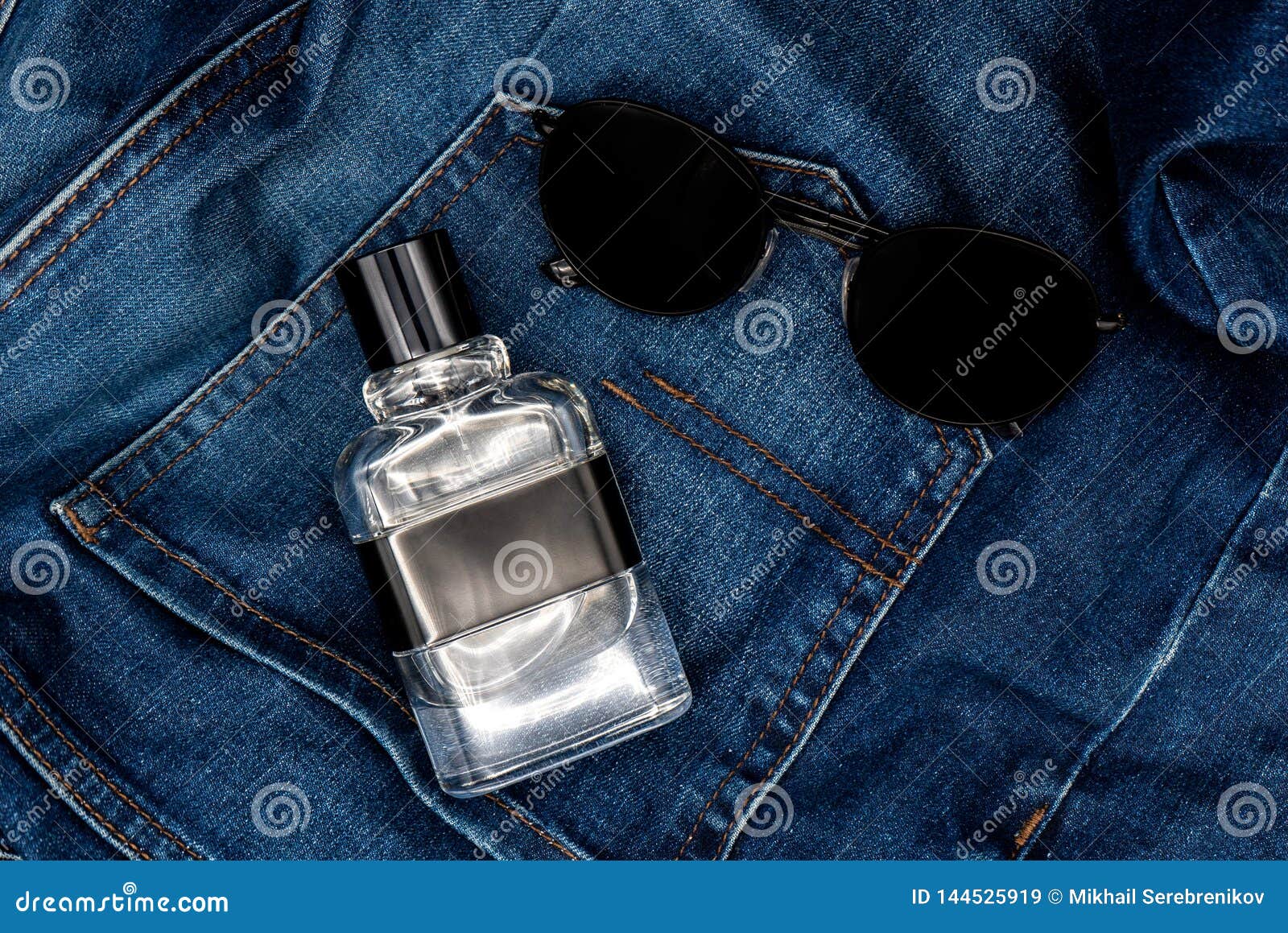 Blue Jeans and Men`s Perfume Stock Image Image of jeans, back 144525919