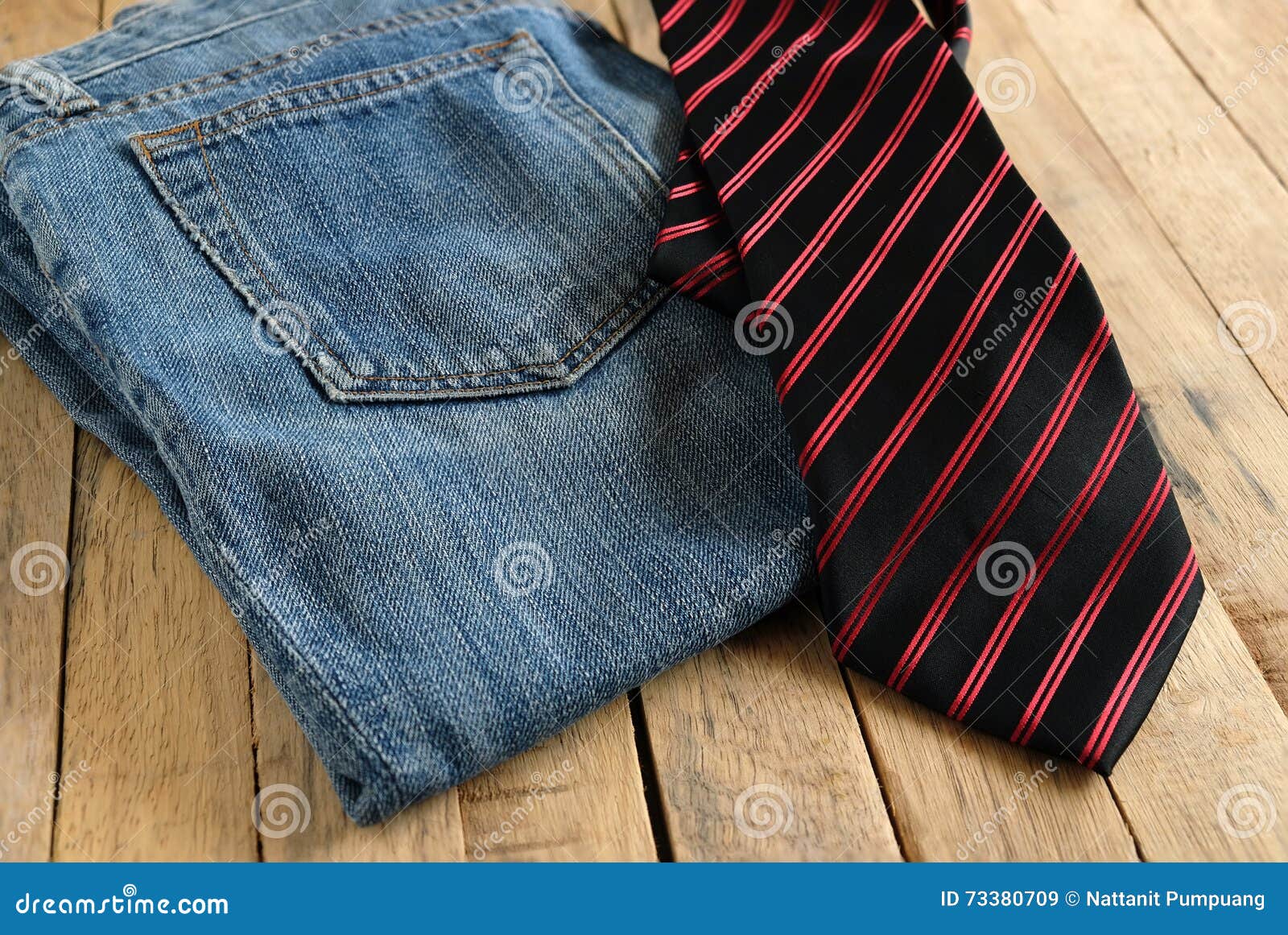 Blue jeans and necktie stock image. Image of garment - 73380709