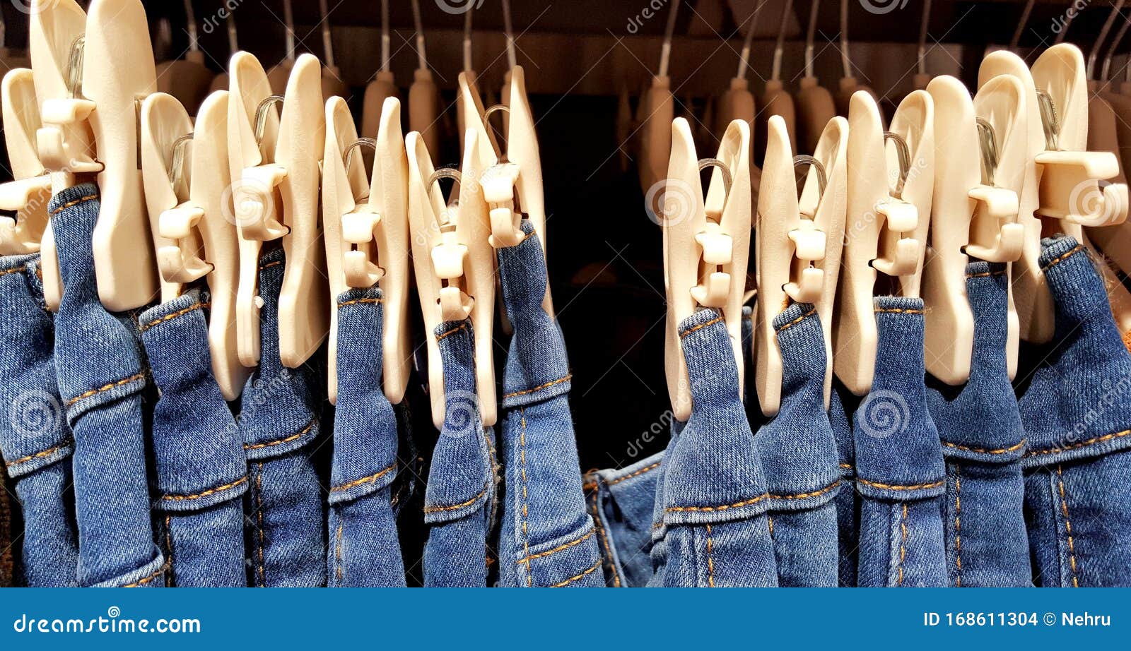 Blue Jeans for Sale in a Retail Store Stock Photo Image of pile