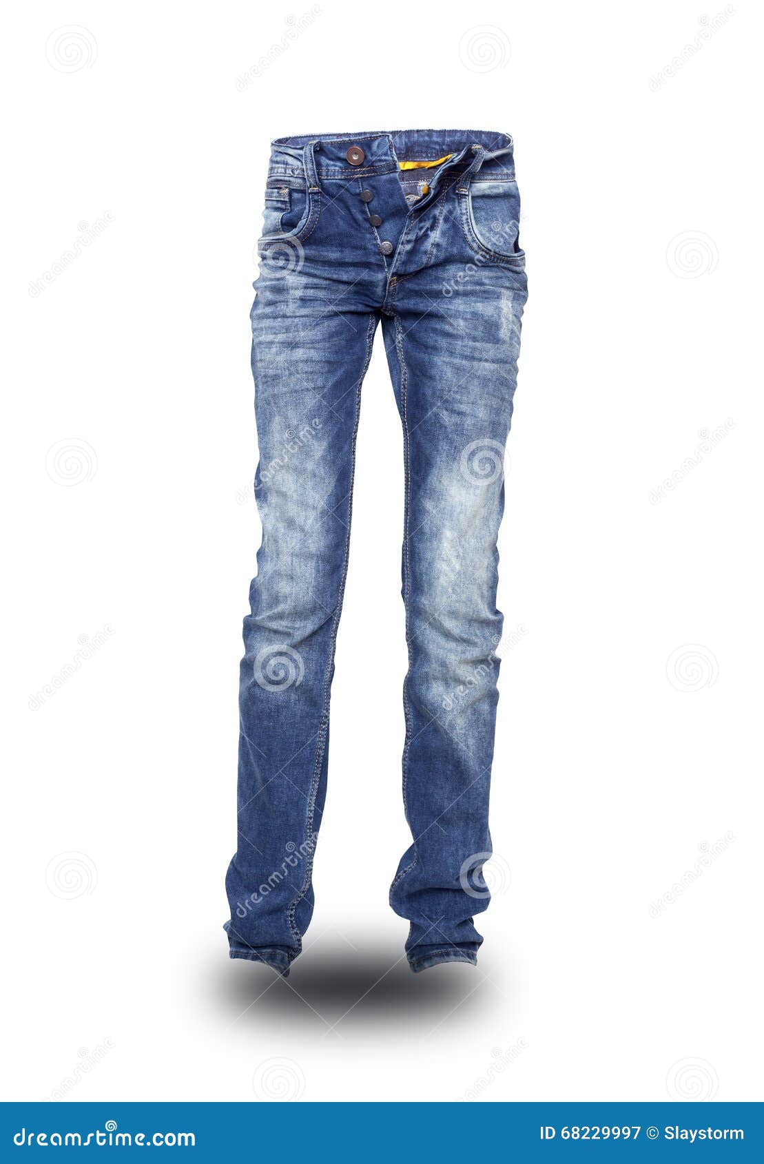 Blue Jeans Unbuttoned Teenager Isolated Stock Image - Image of clothing ...