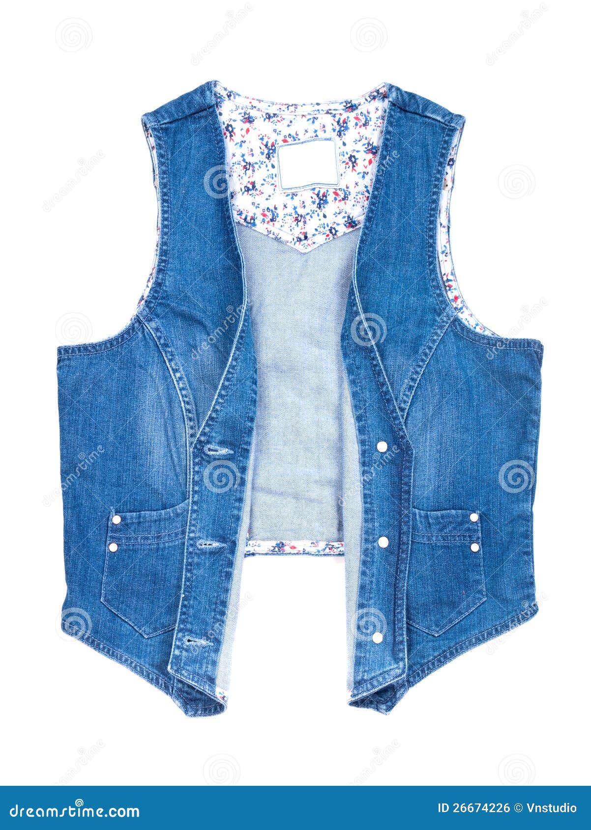 Blue jeans vest isolated stock photo. Image of apparel 26674226