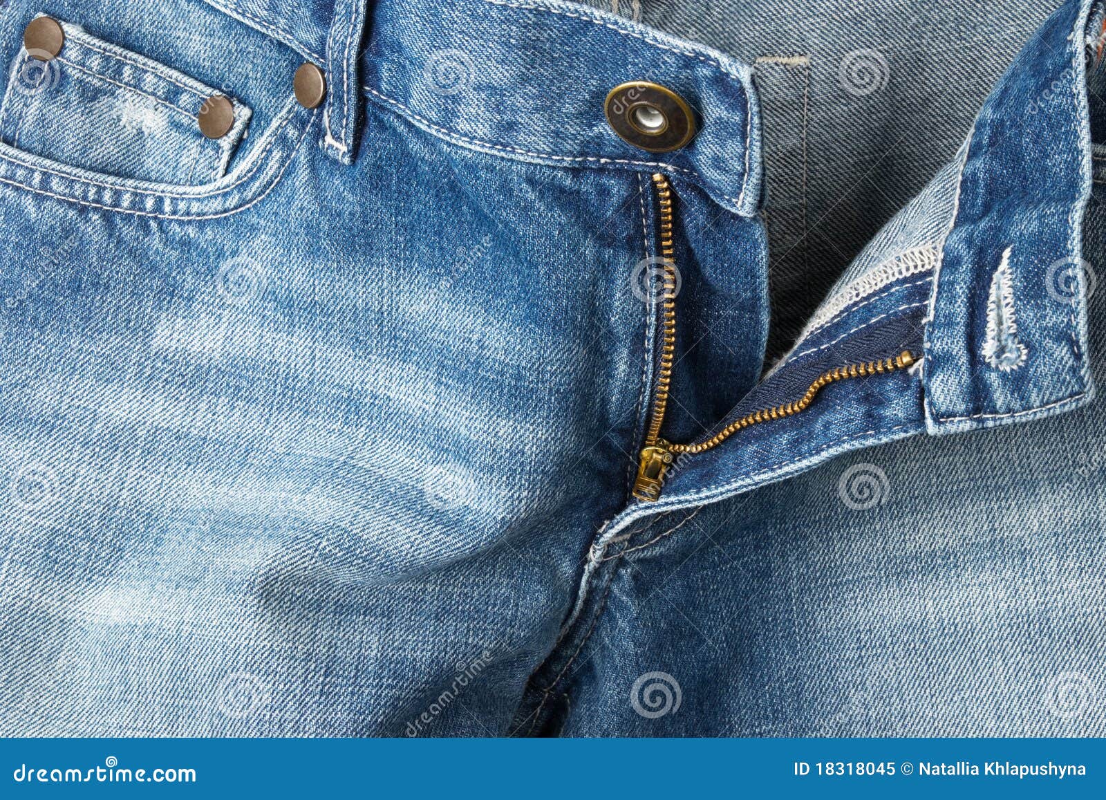 Blue Jeans, Zipper and Pockets Stock Image - Image of stitch, stitching ...