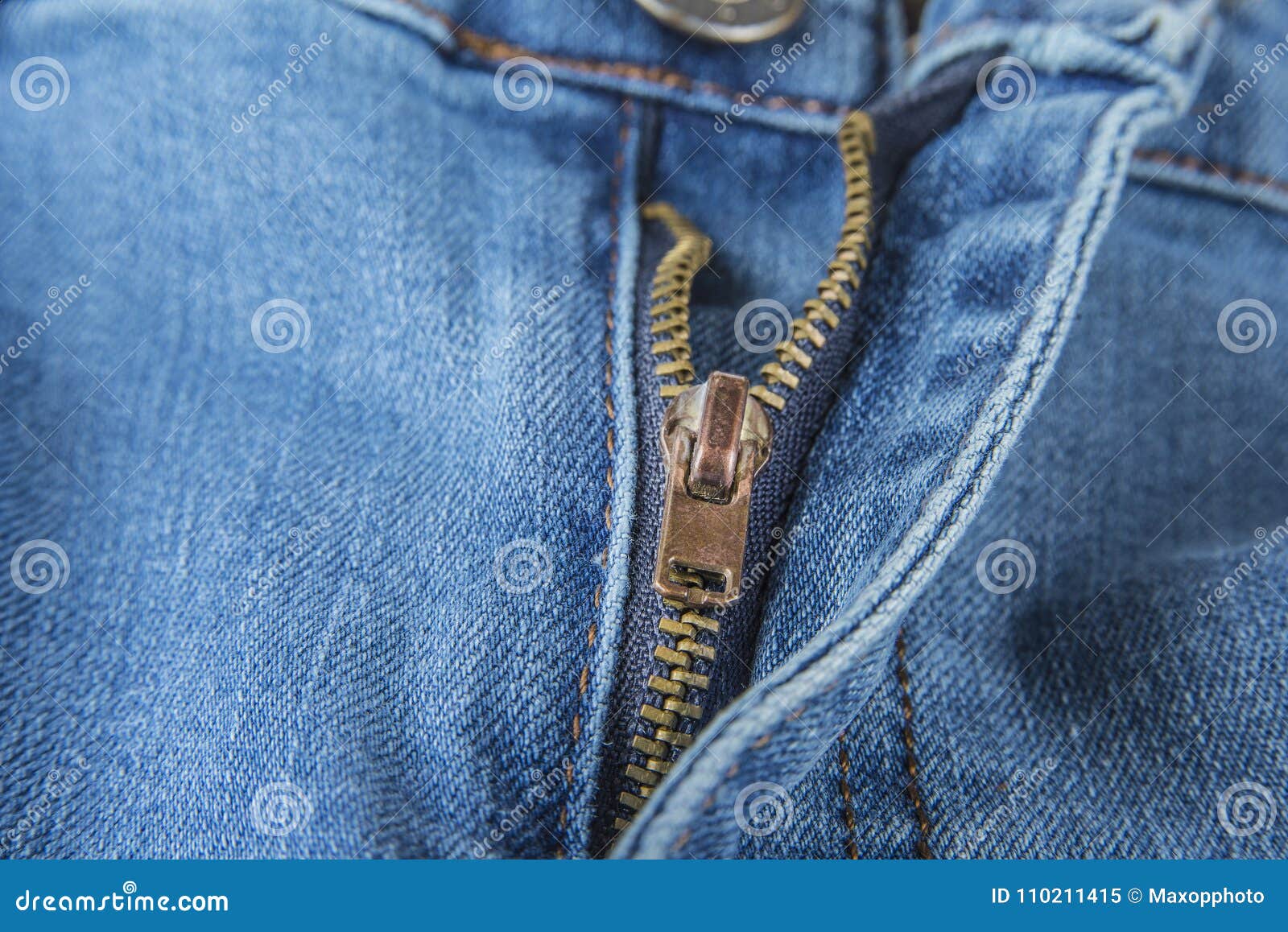 Blue Jeans Zipper on the White Background. Stock Image - Image of ...