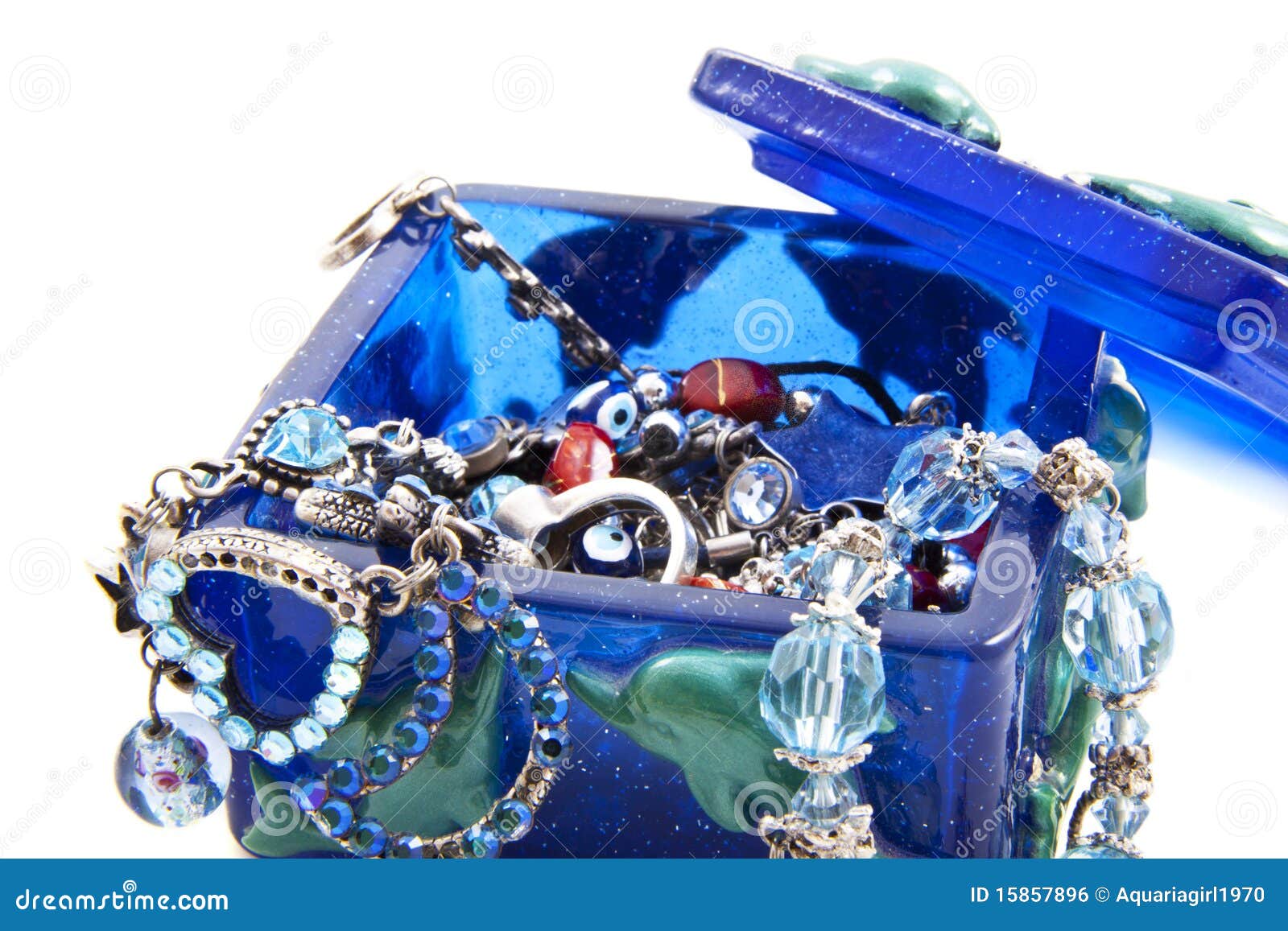 blue jewel box with jewels