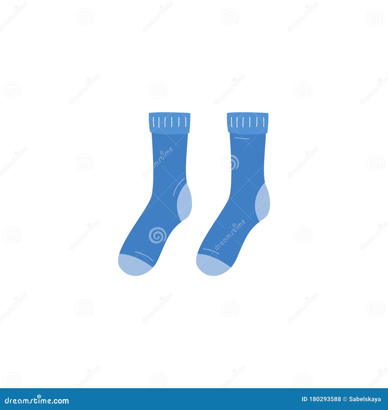 Blue Knitted Wool Socks Pair Cartoon Icon Flat Vector Illustration ...