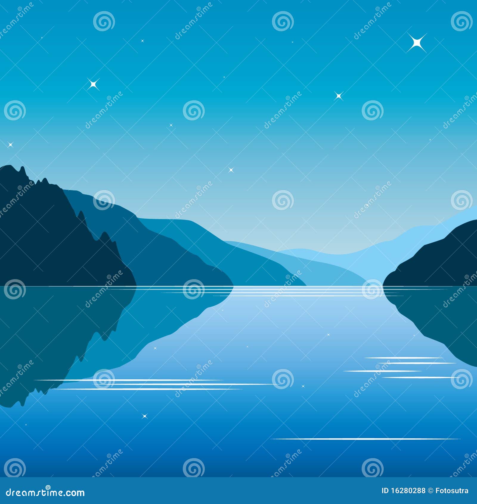 blue lagoon background with mountains